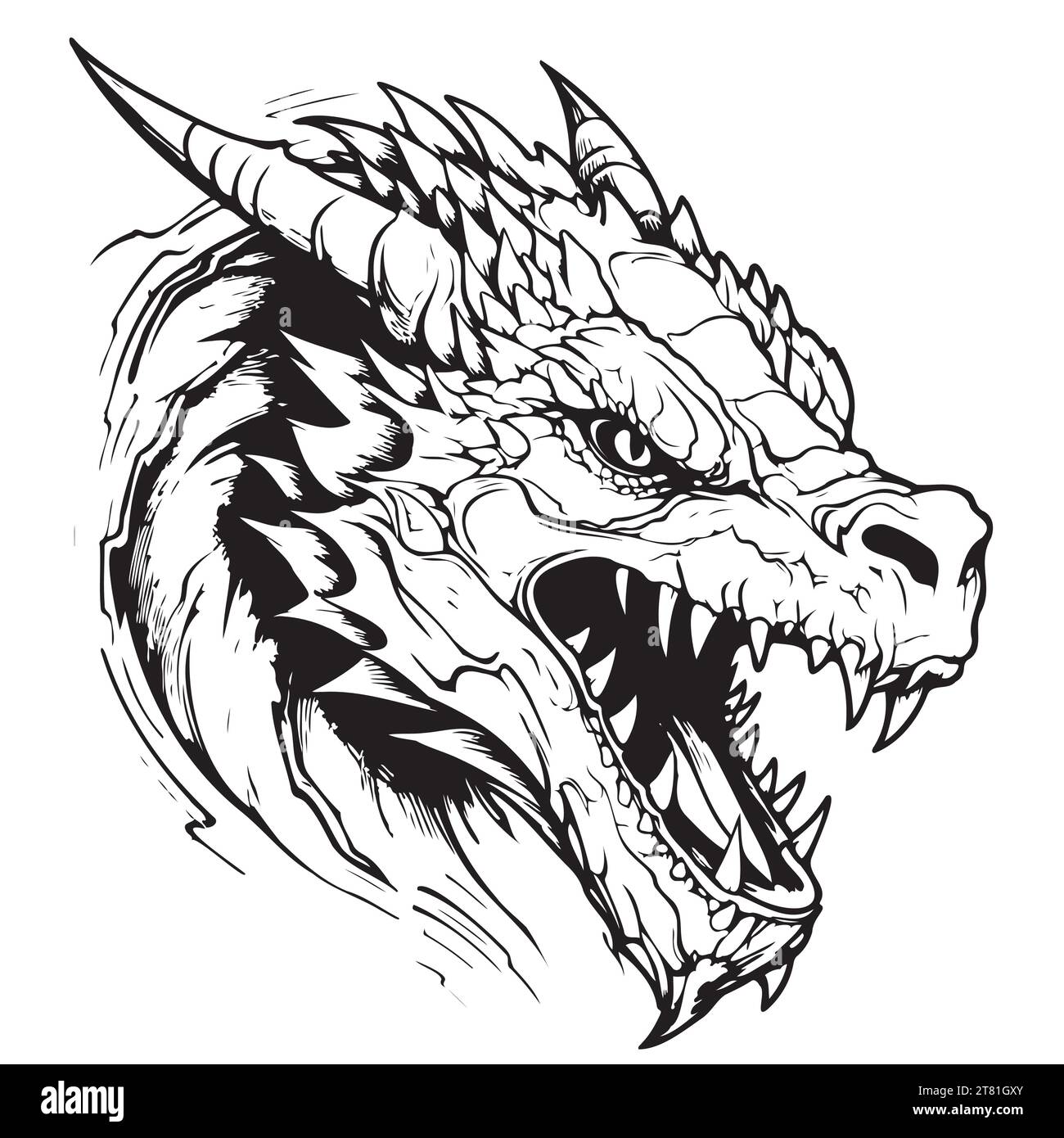 Hand drawn chineese dragon isolated on white background. Vector illustration Stock Vector