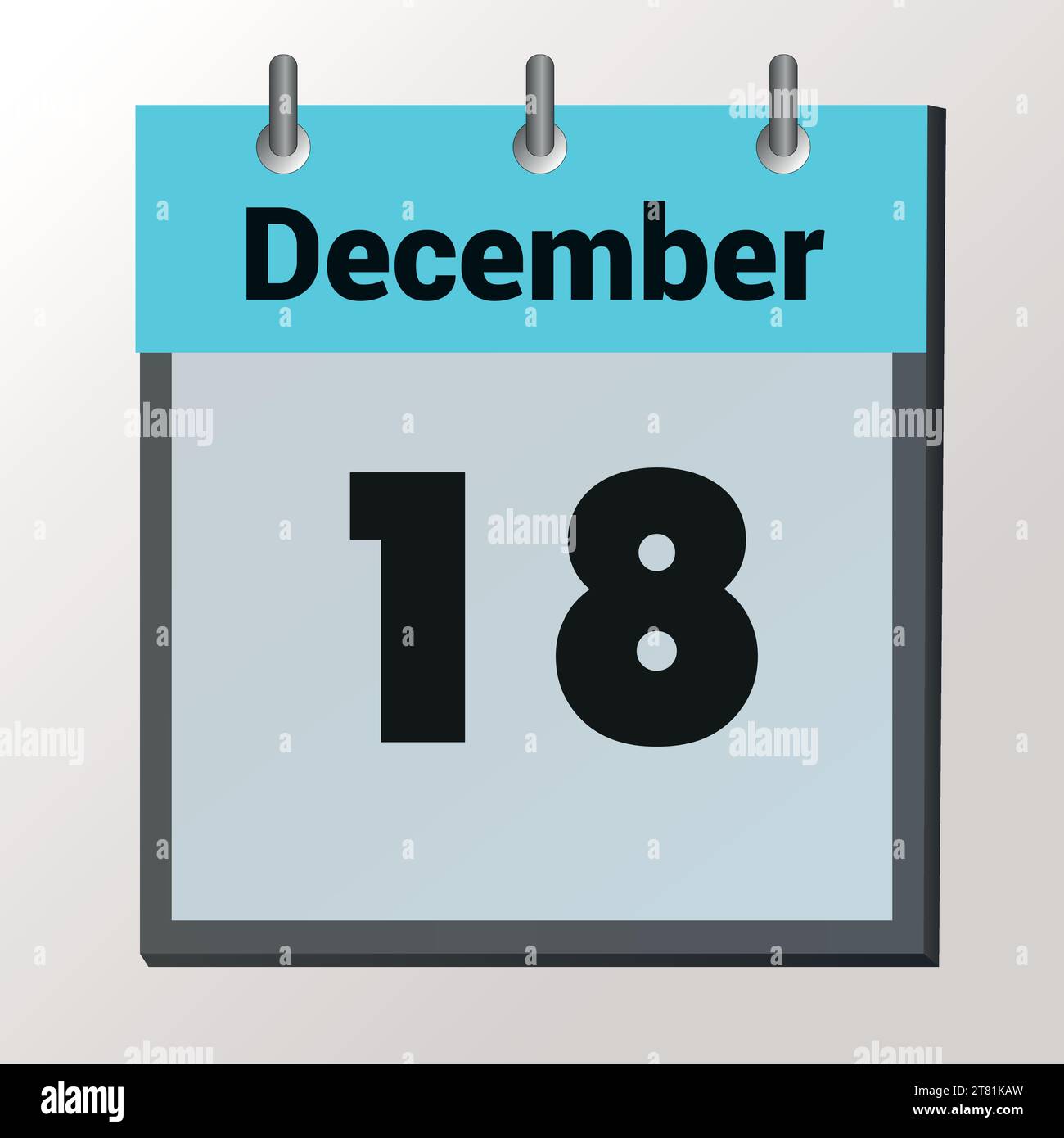day on the calendar, vector image format, December 18 Stock Vector