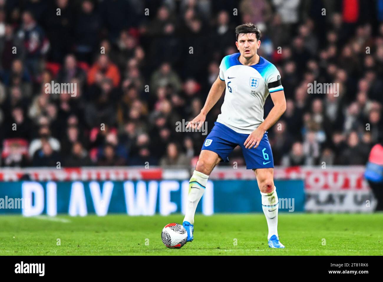 Harry Maguire (6 England) controls the ball during the UEFA European Championship Qualifying Group C match between England and Malta at Wembley Stadium, London on Friday 17th November 2023. (Photo: Kevin Hodgson | MI News) Credit: MI News & Sport /Alamy Live News Stock Photo