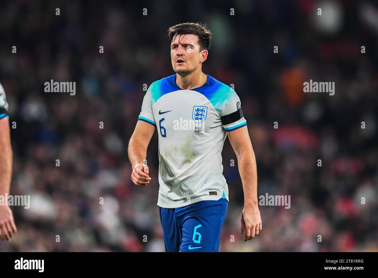 Harry Maguire (6 England) looks on during the UEFA European Championship Qualifying Group C match between England and Malta at Wembley Stadium, London on Friday 17th November 2023. (Photo: Kevin Hodgson | MI News) Credit: MI News & Sport /Alamy Live News Stock Photo