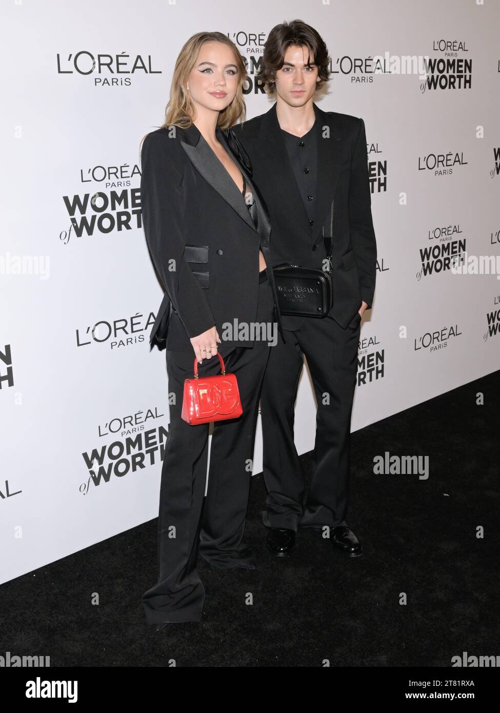 November 16, 2023, Hollywood, California, USA: Emma Brooks and Zack Lugo attend the 18th Annual L'Oreal Paris Women of Worth Celebration. (Credit Image: © Billy Bennight/ZUMA Press Wire) EDITORIAL USAGE ONLY! Not for Commercial USAGE! Stock Photo