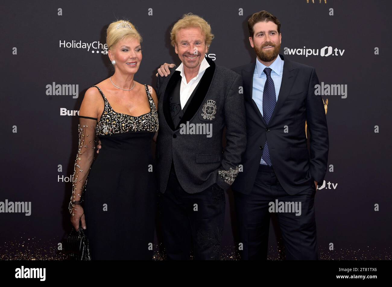 Karina Mroß, Thomas Gottschalk und Roman Gottschalk bei der 75. Bambi