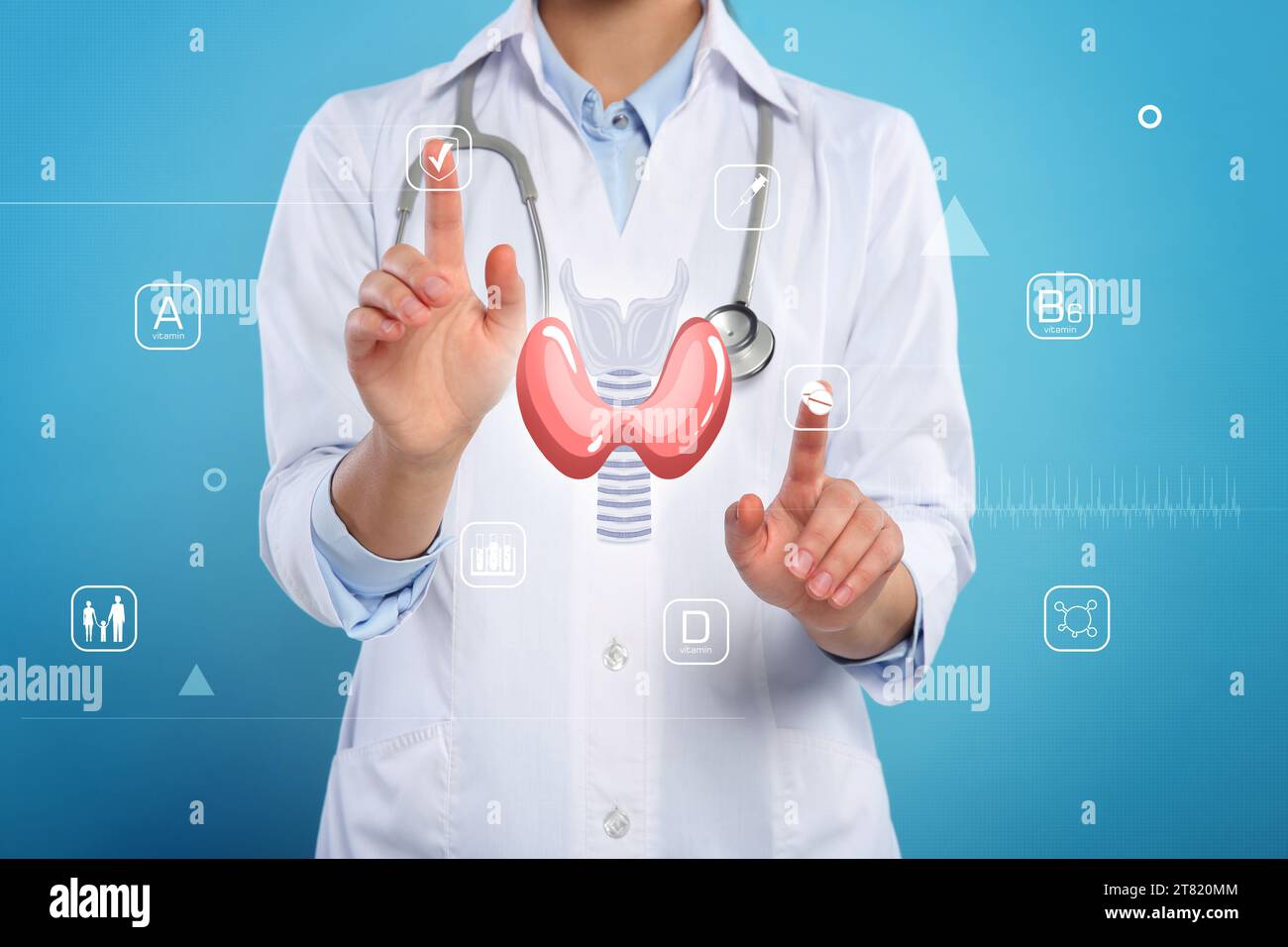 Diagnosis and treatment of thyroid diseases. Endocrinologist using