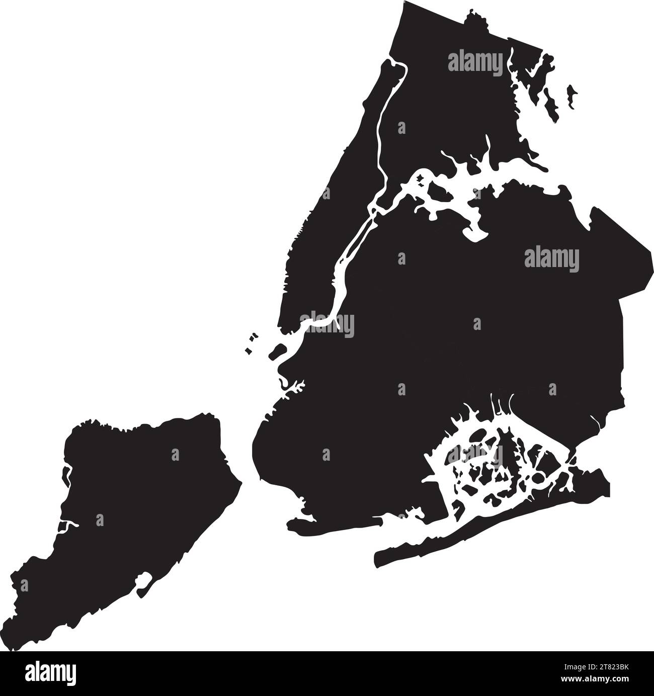 Black boroughs map of the NEW YORK CITY, UNITED STATES Stock Vector