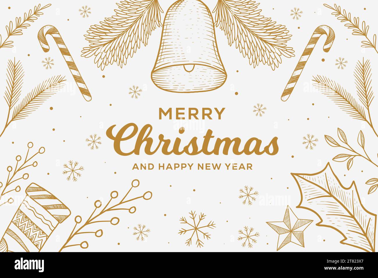 hand drawn merry Christmas background illustration Stock Vector