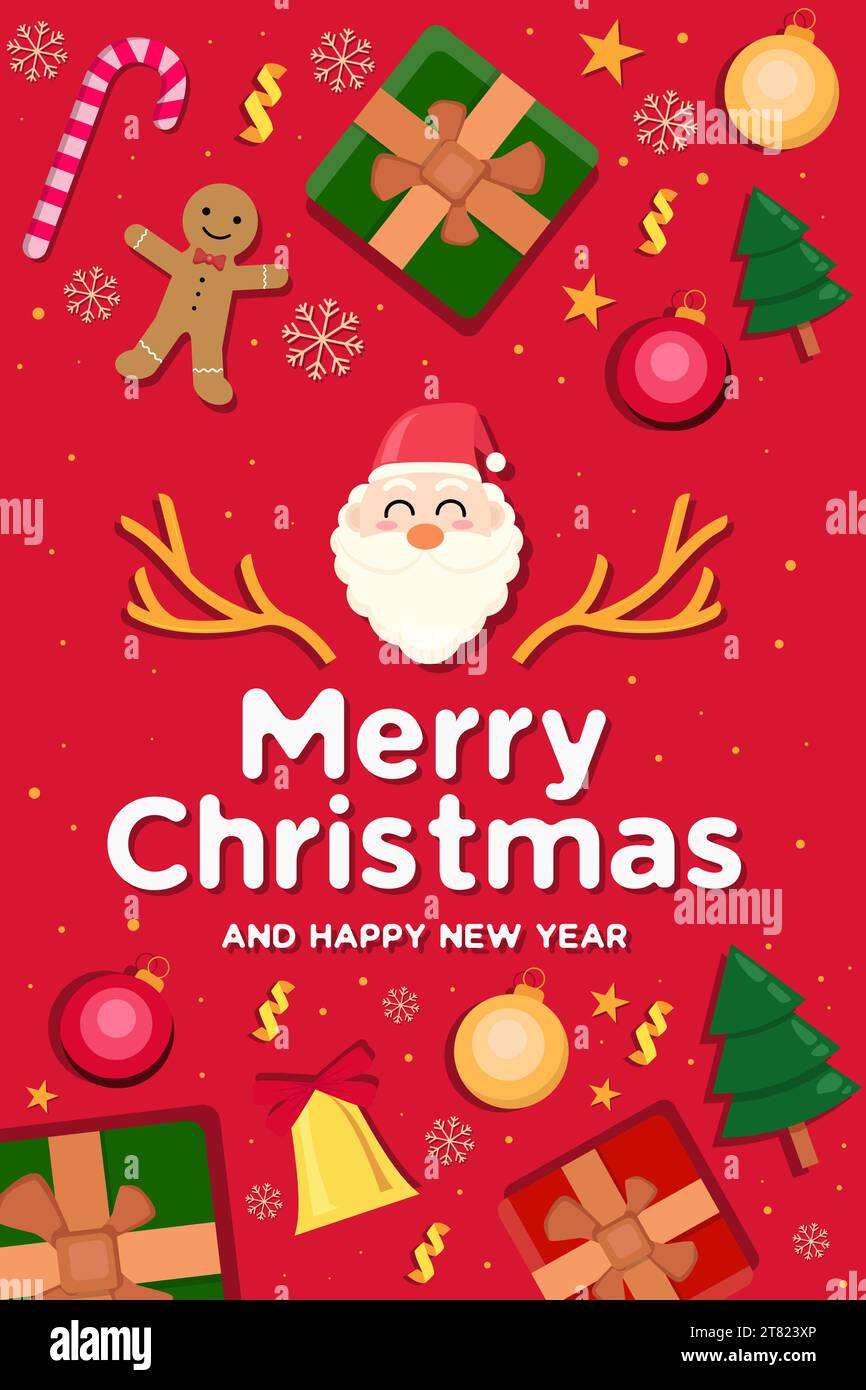 flat design merry christmas vertical banner illustration Stock Vector ...