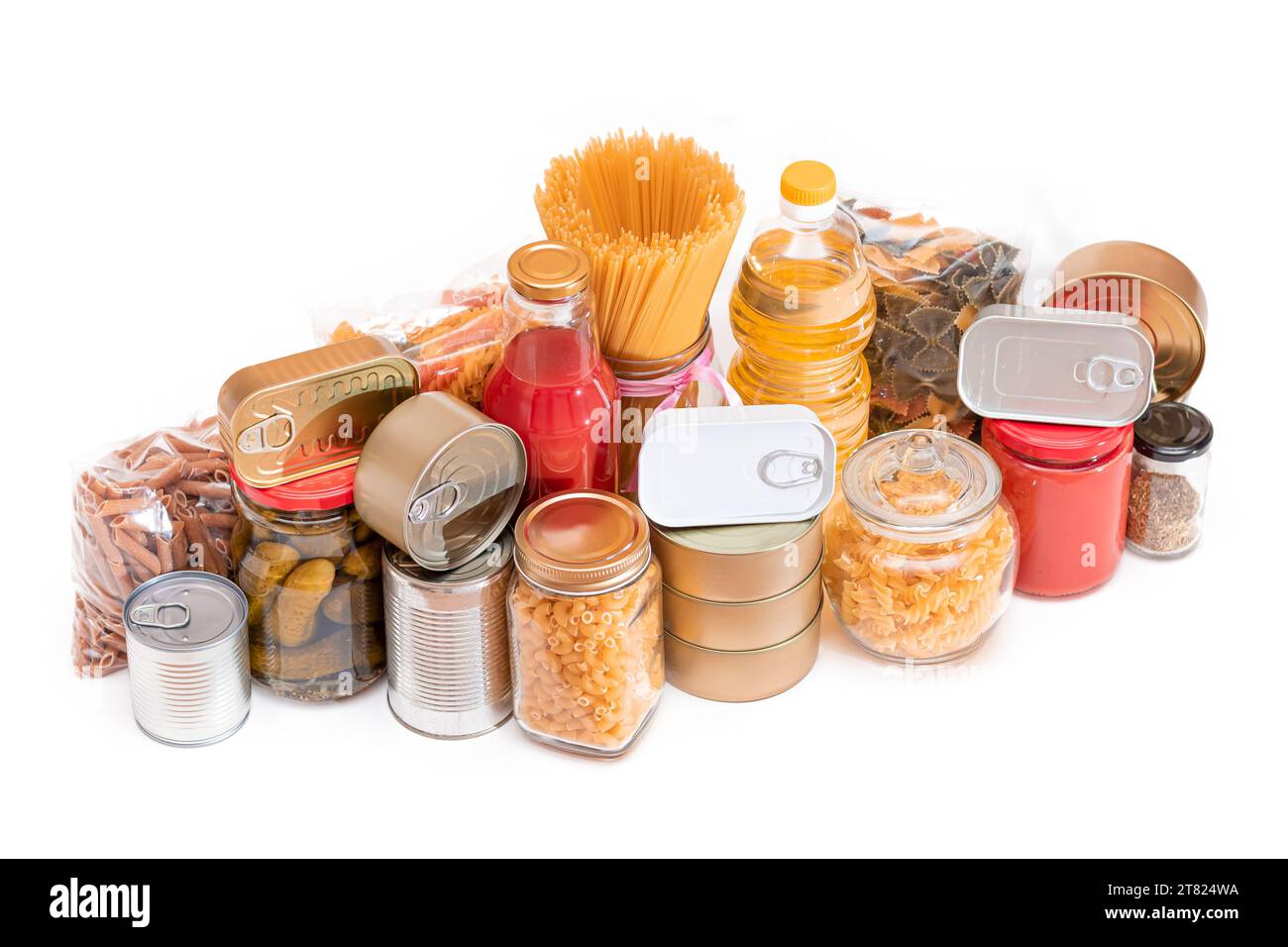 Food Reserves Canned Food, Spaghetti, Tomato Juice, Pasta and Grocery