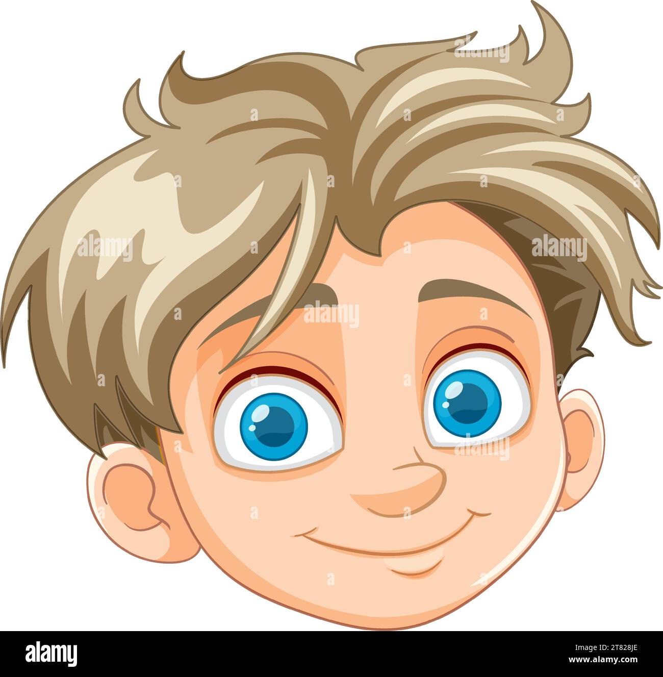 Vector cartoon illustration of a happy boy with blond hair and blue ...