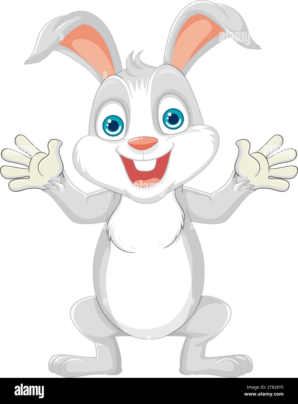 A cute and cheerful rabbit cartoon character with a smile Stock Vector ...