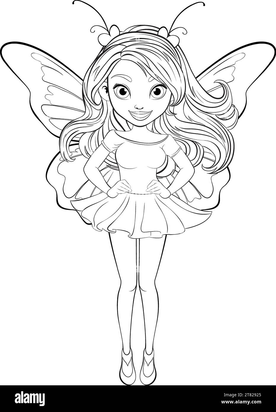 A stunning fairy with flowing hair and wings in a mini shirt dress Stock  Vector Image & Art - Alamy