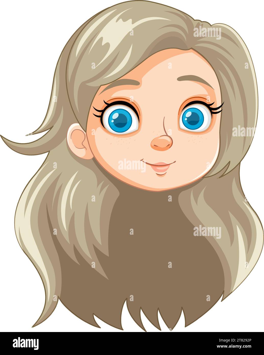 A stunning vector illustration of a girl with flowing long hair Stock ...