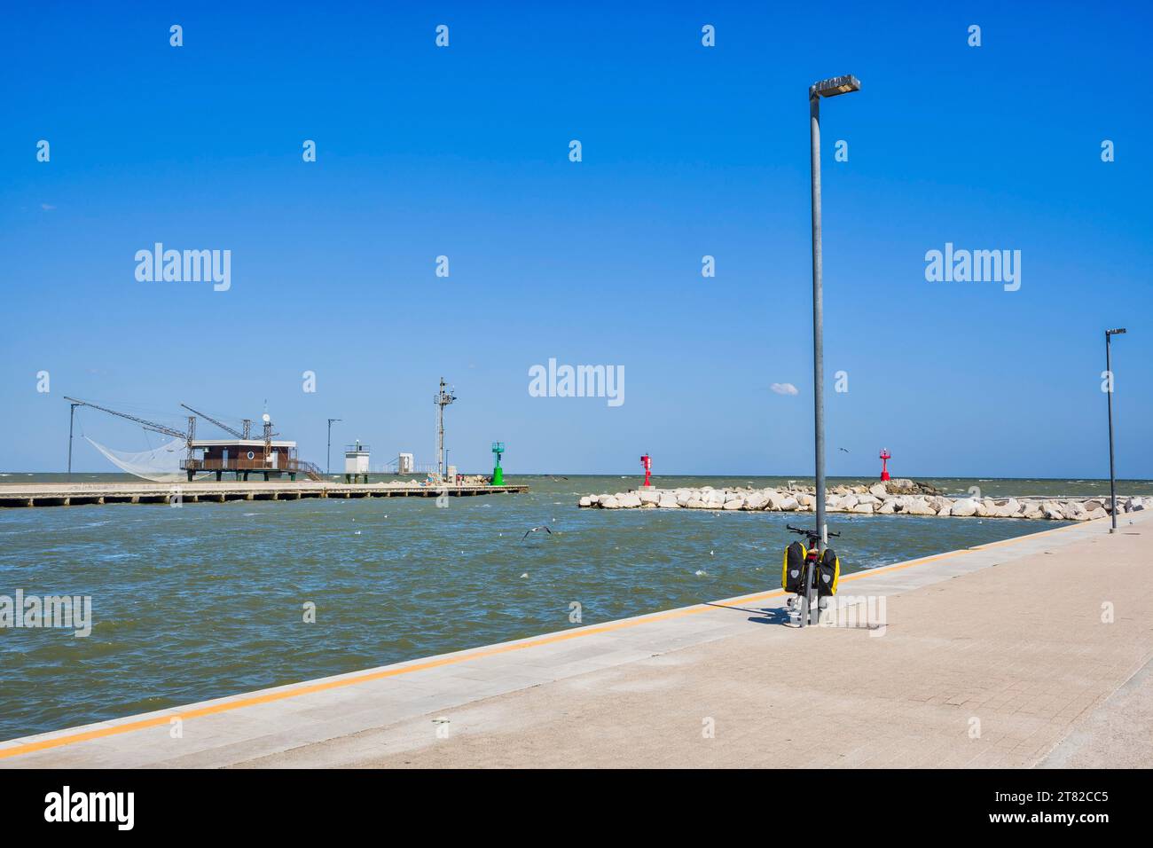 Harbour entrance of Porto Garibaldi, Lidi di Comacchio, Emilia-Romagna, Italy Stock Photo