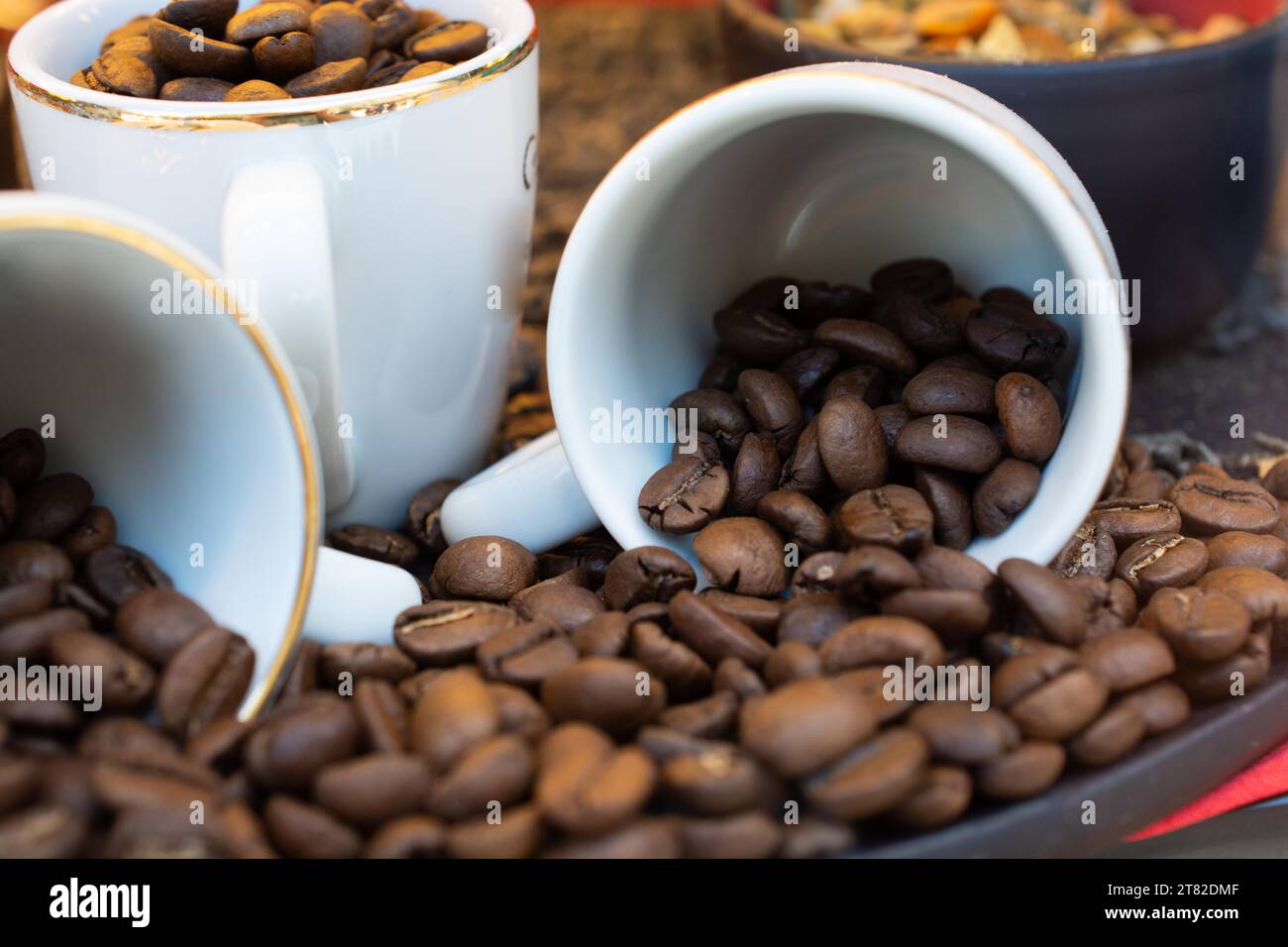 Coffee beans texture or coffee beans background Stock Photo