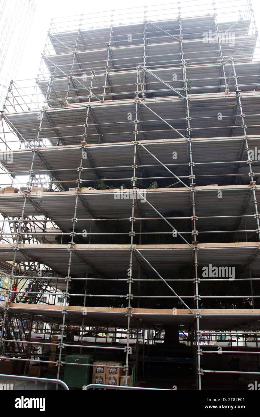 NEW YORK, NY NOVEMBER 17 View of scaffolding surrounding the