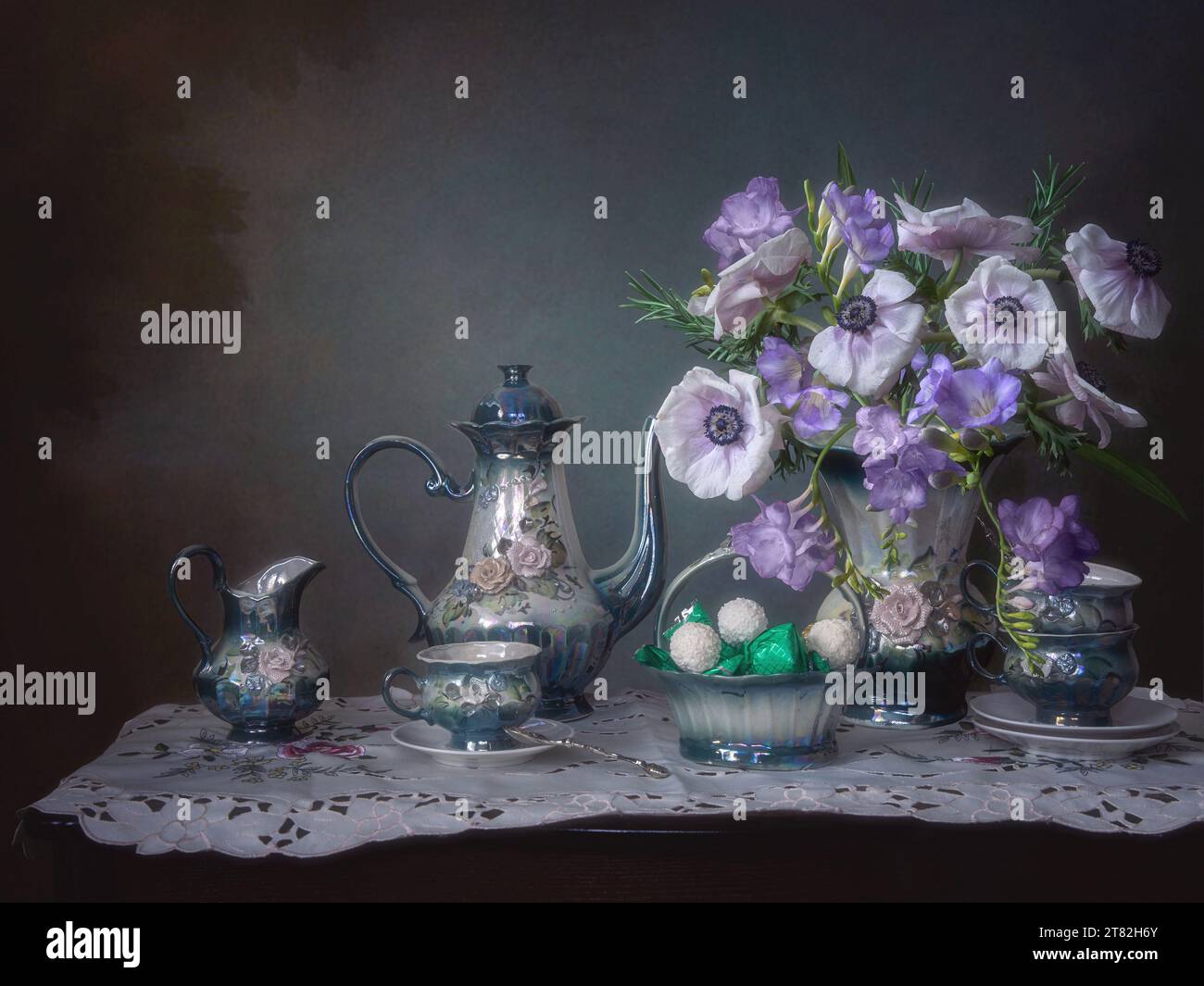Still life with bouquet of flowers Stock Photo - Alamy