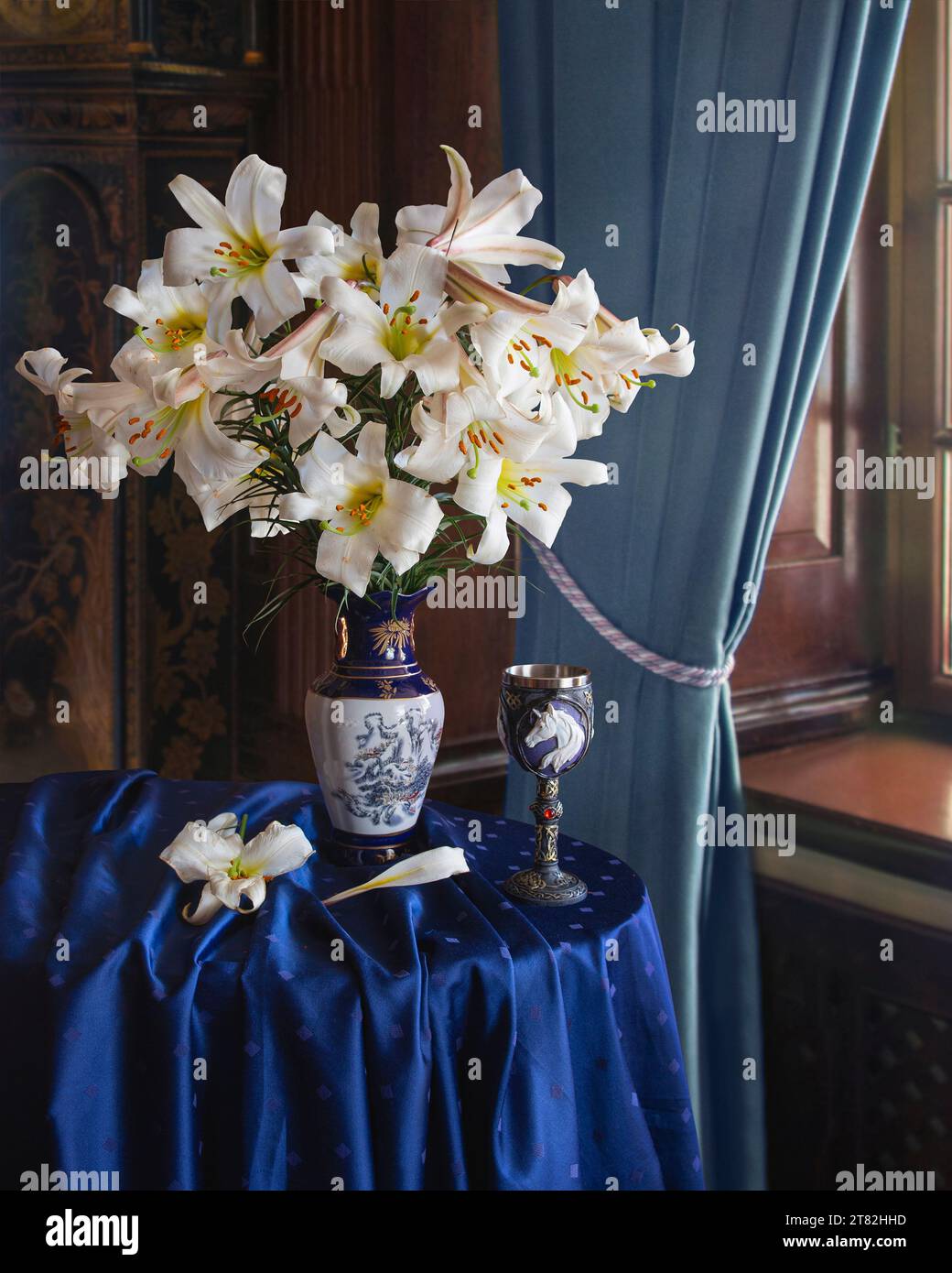 Still life with bouquet of flowers Stock Photo - Alamy