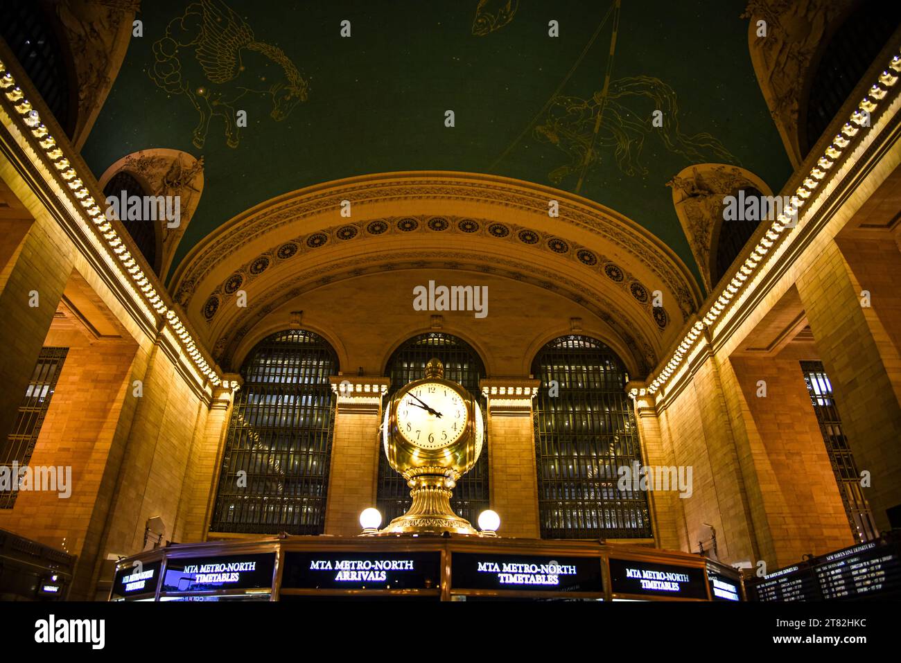 The Famous Clock atop the Information Booth in Grand Central Terminal Main Concourse - Manhattan, New York City Stock Photo