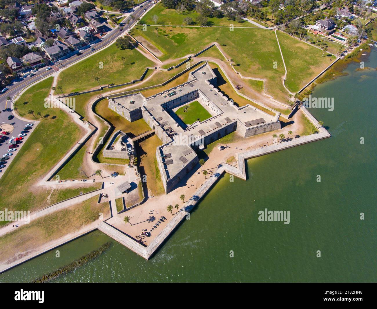 Castillo de San Marcos aerial view in St. Augustine, Florida FL, USA ...