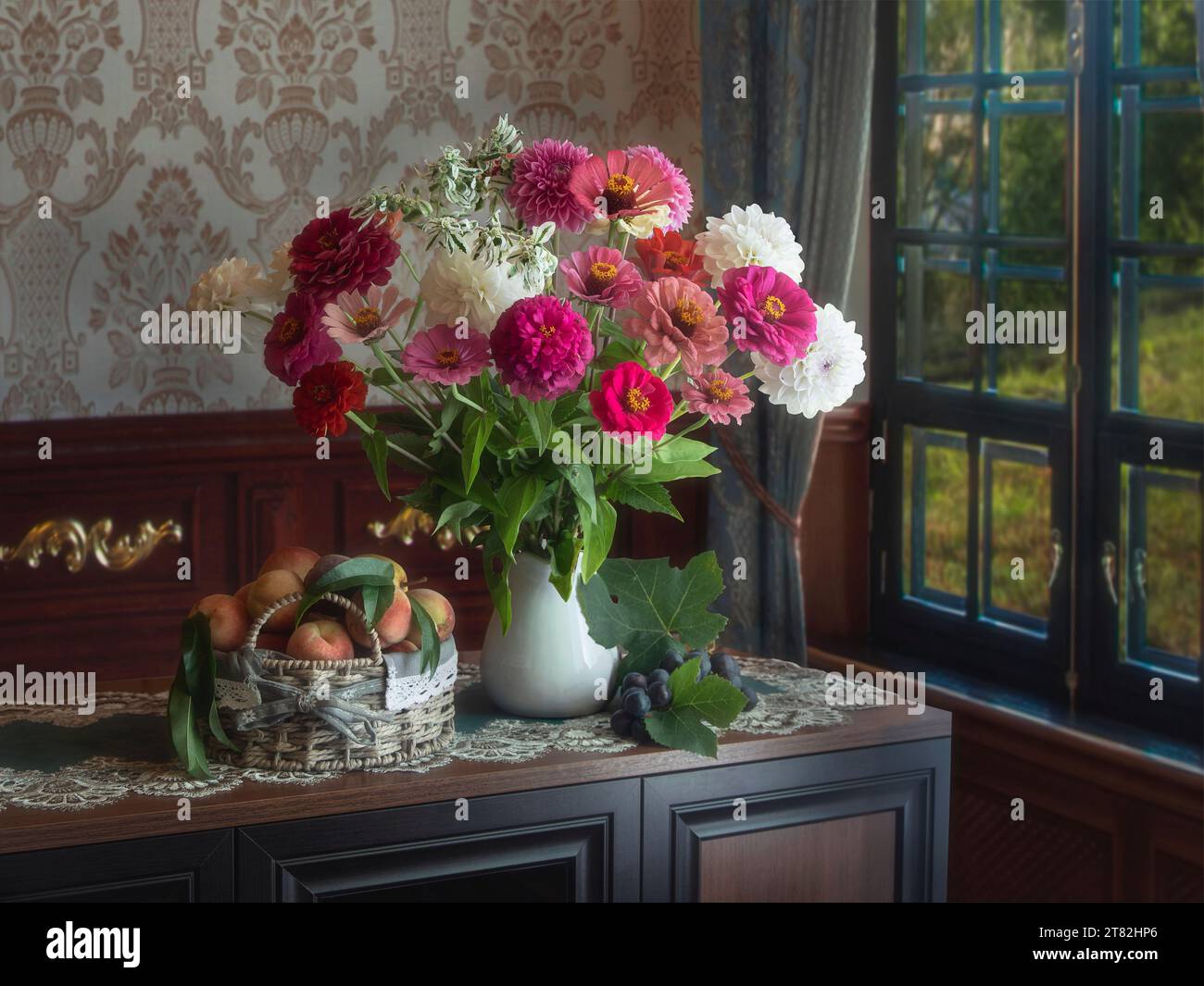 Still life with bouquet of flowers Stock Photo - Alamy