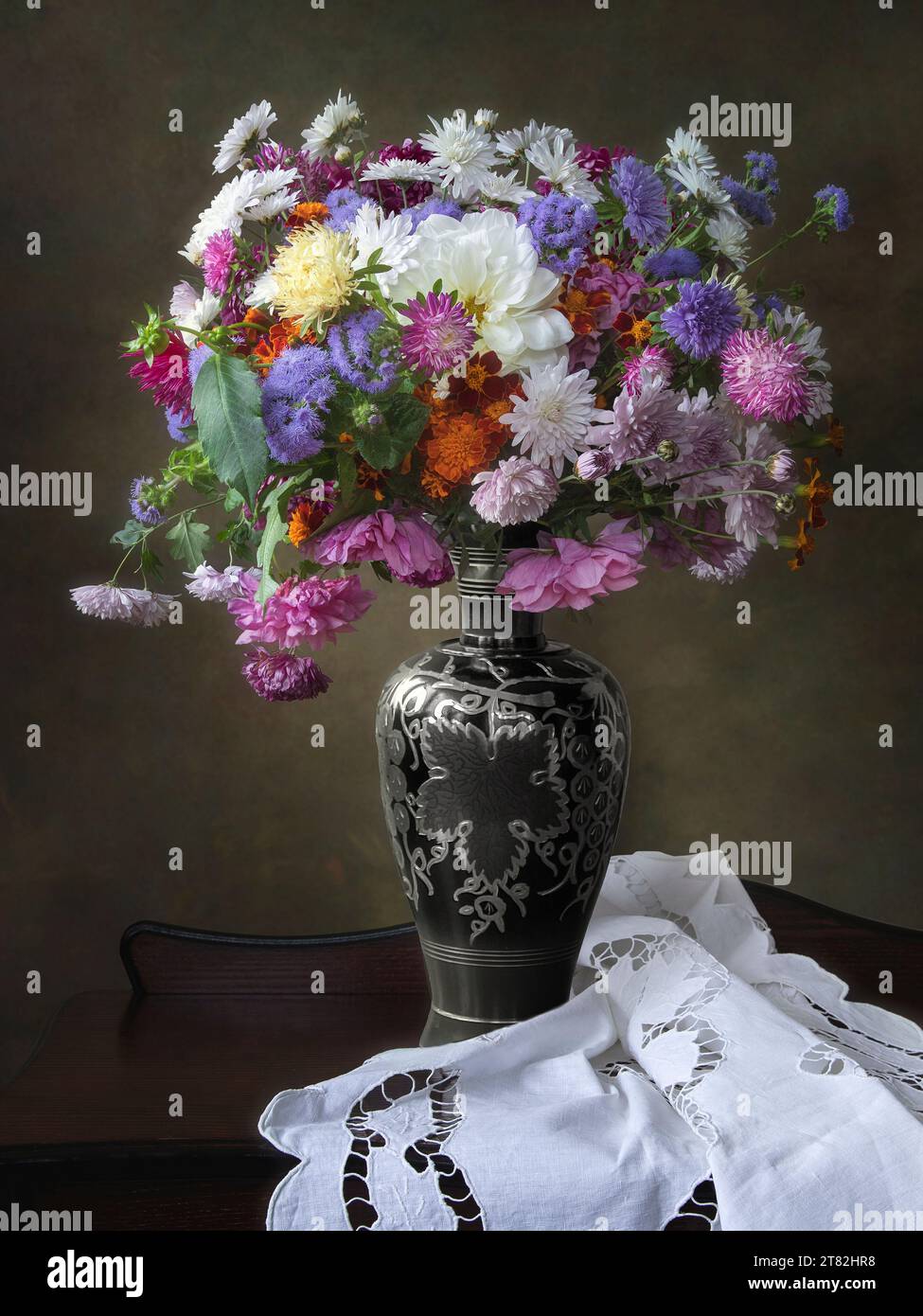 Still life with bouquet of flowers Stock Photo - Alamy