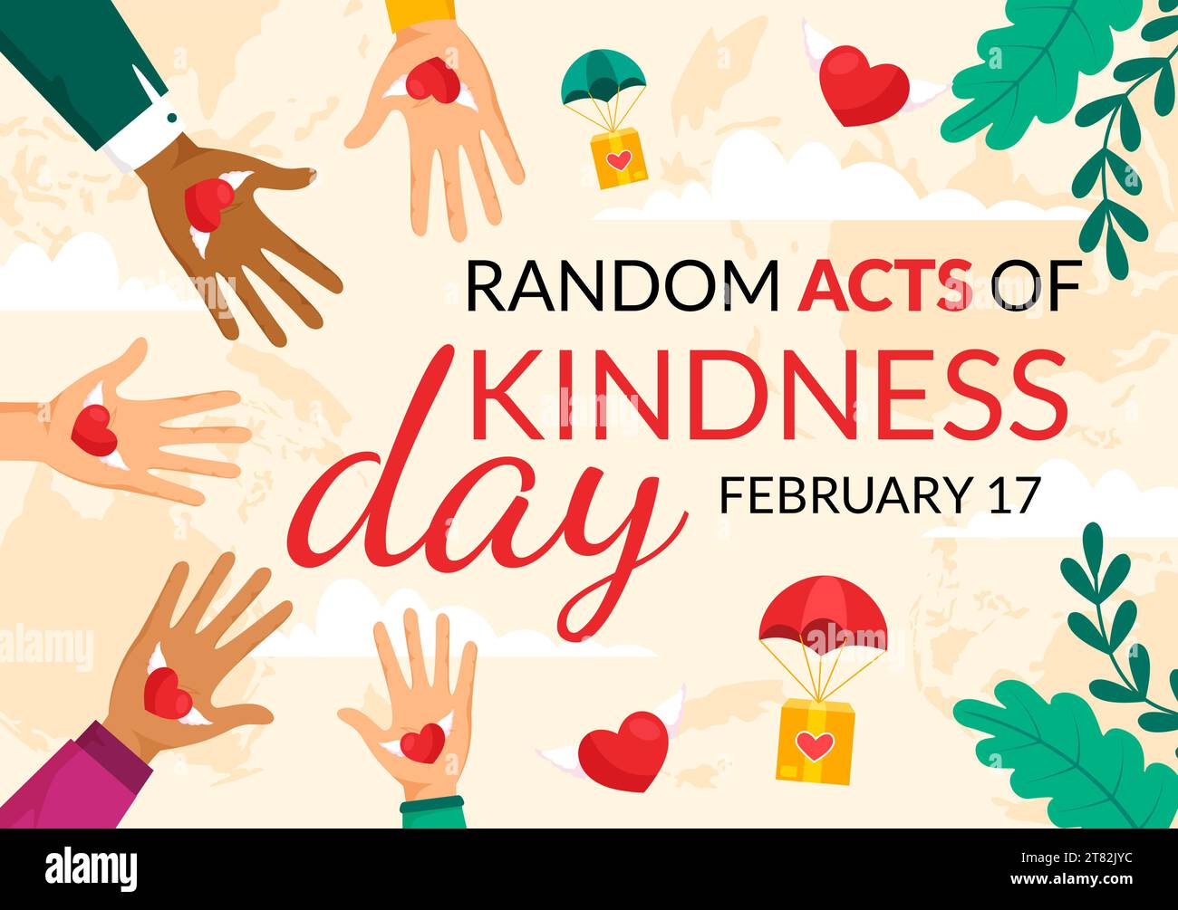 Random Acts of Kindness Vector Illustration on February 17th Various ...