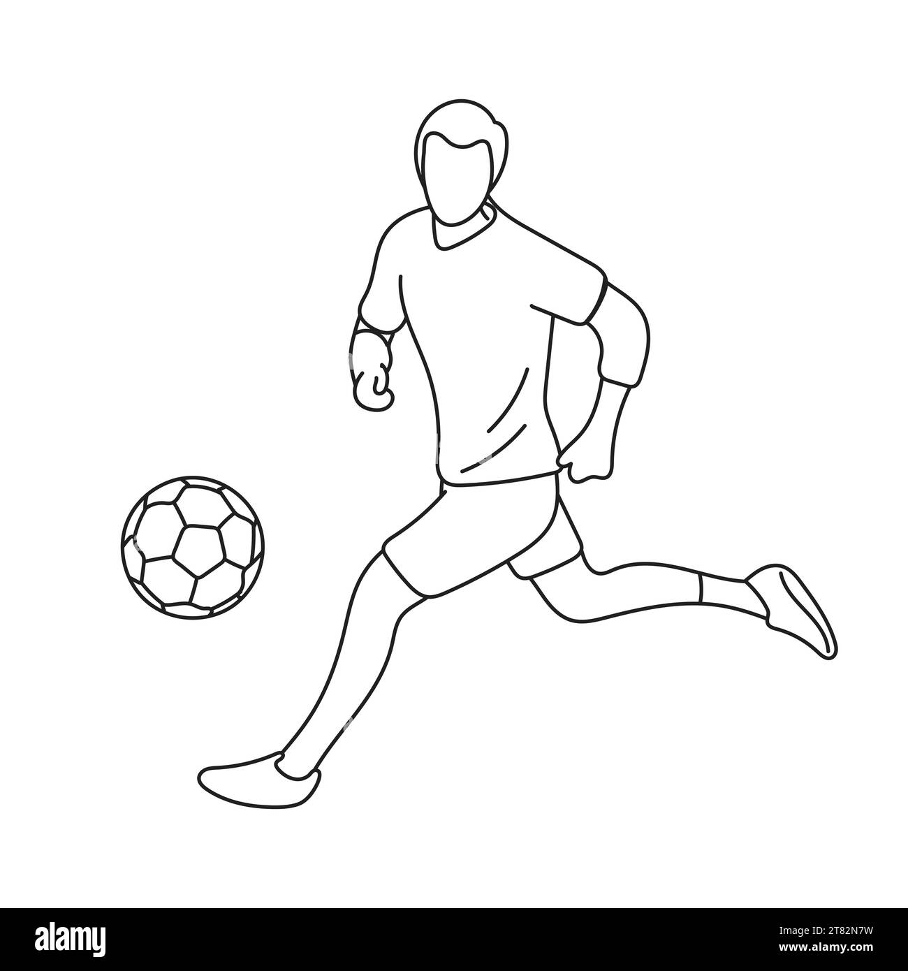 full length of male soccer player running with ball illustration vector ...