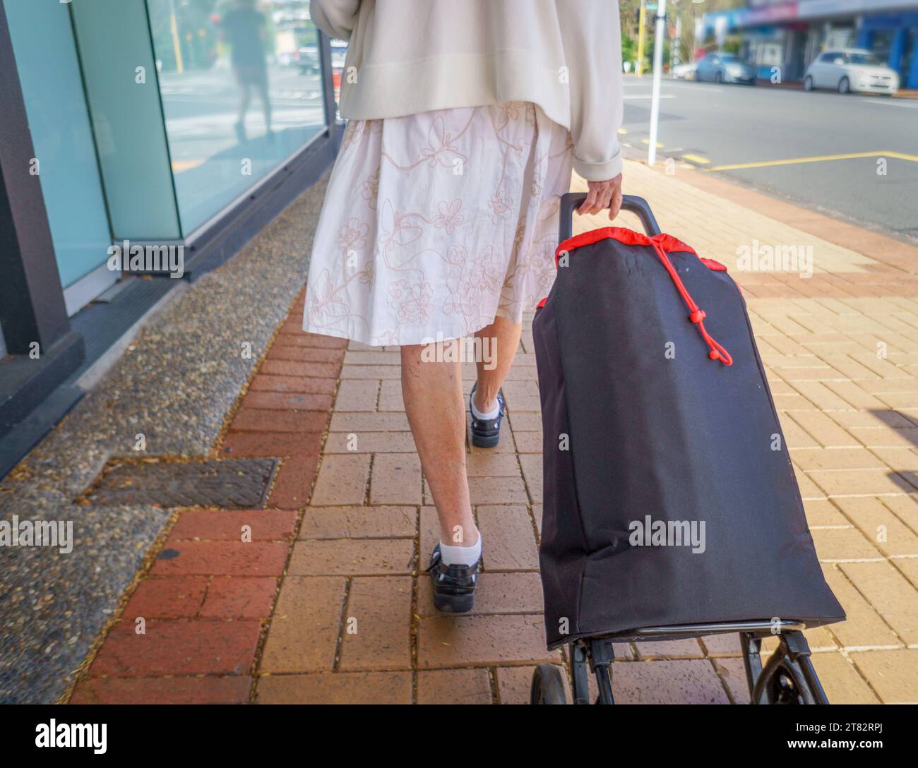 Old woman shopping trolley hi-res stock photography and images - Alamy