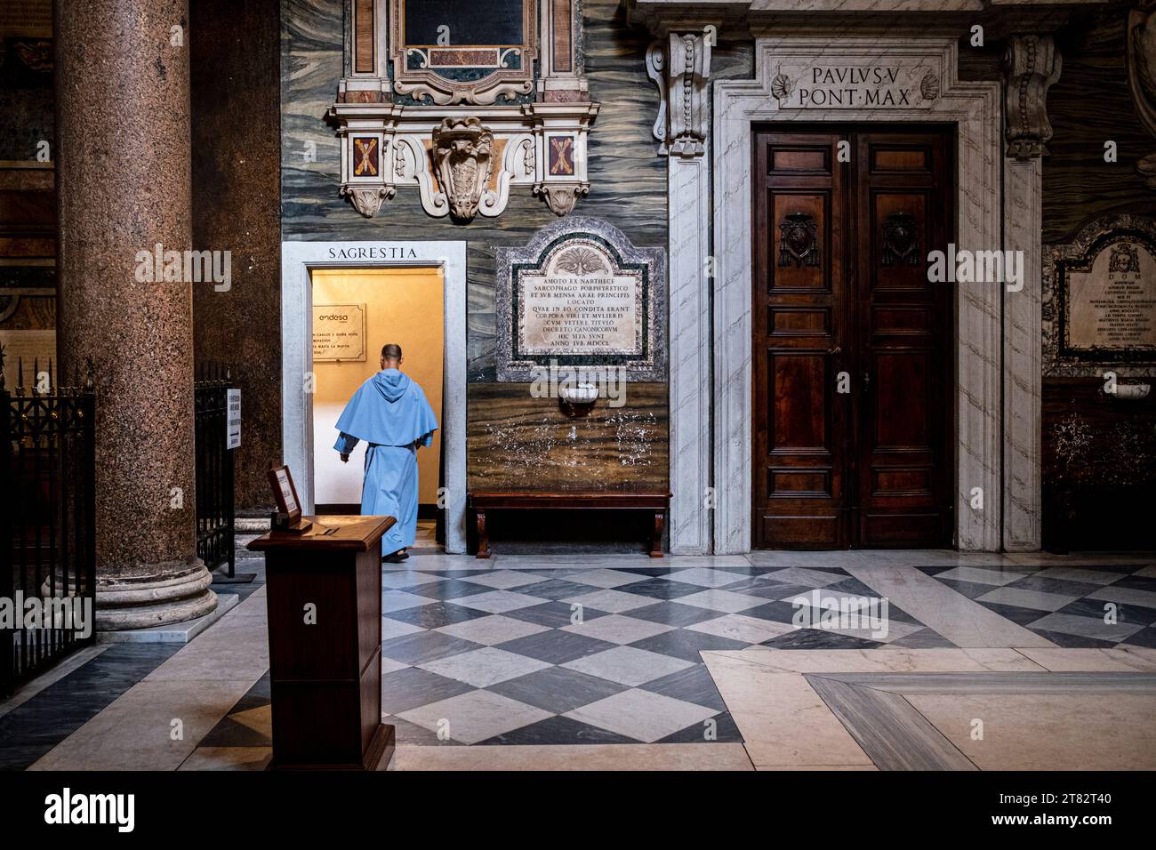Rome, Italy - 06 August 2022 : Monk at Basílica de Santa Maria Maggiore ...