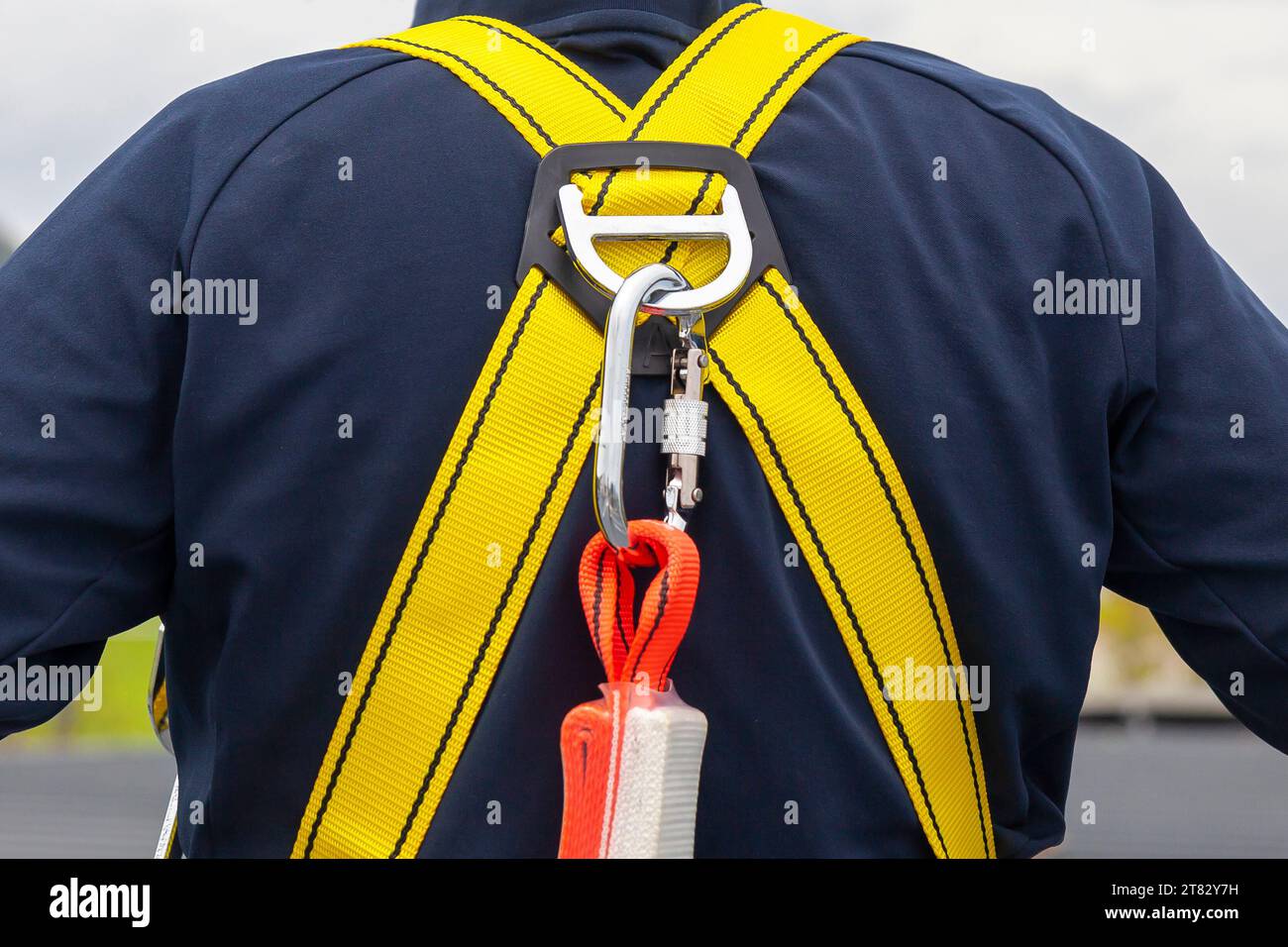 Safety clothing for working on a technician's building Stock Photo