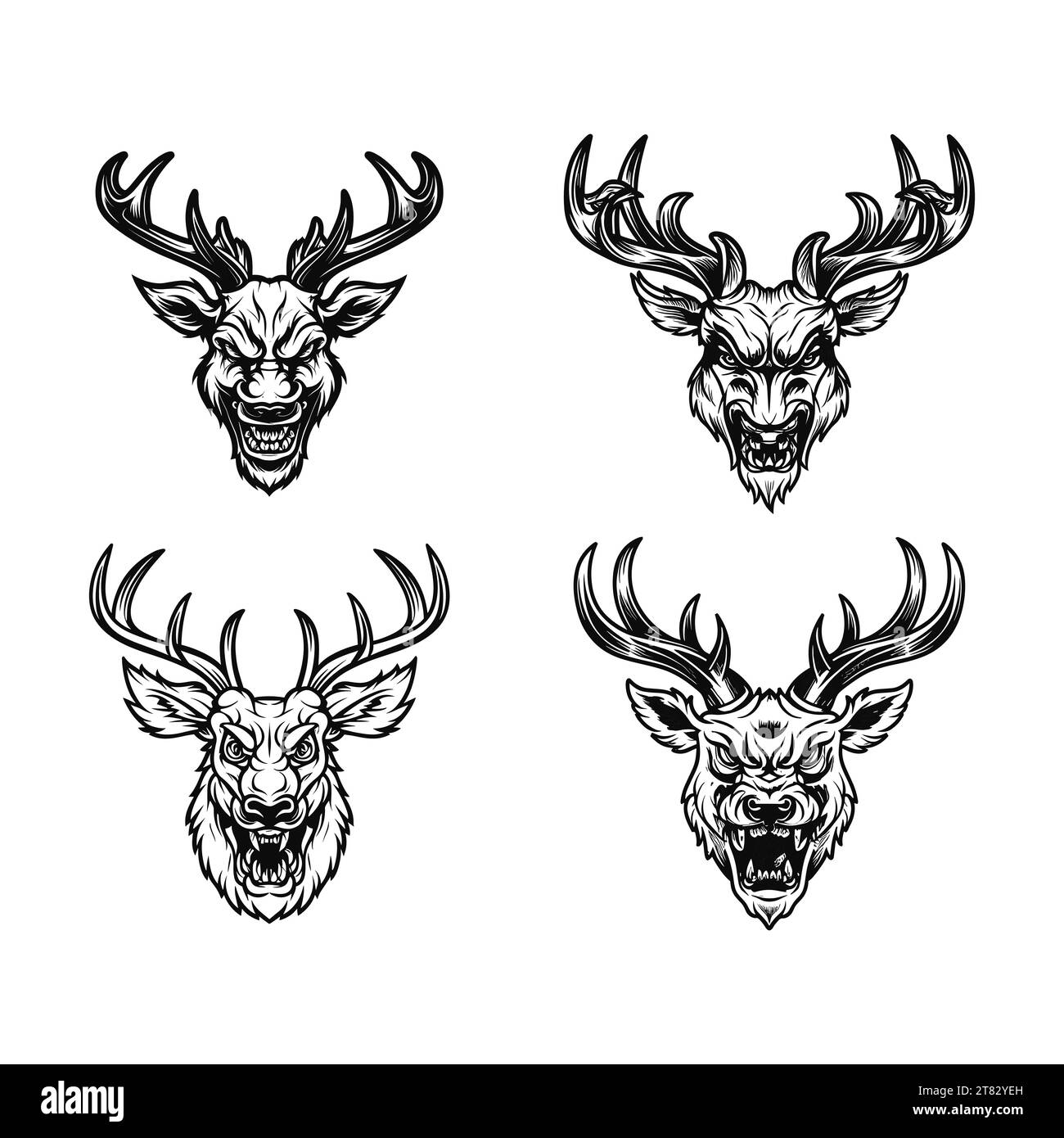 Deer skull on fire.Deer tattoo Stock Vector by ©Milesthone 96064126