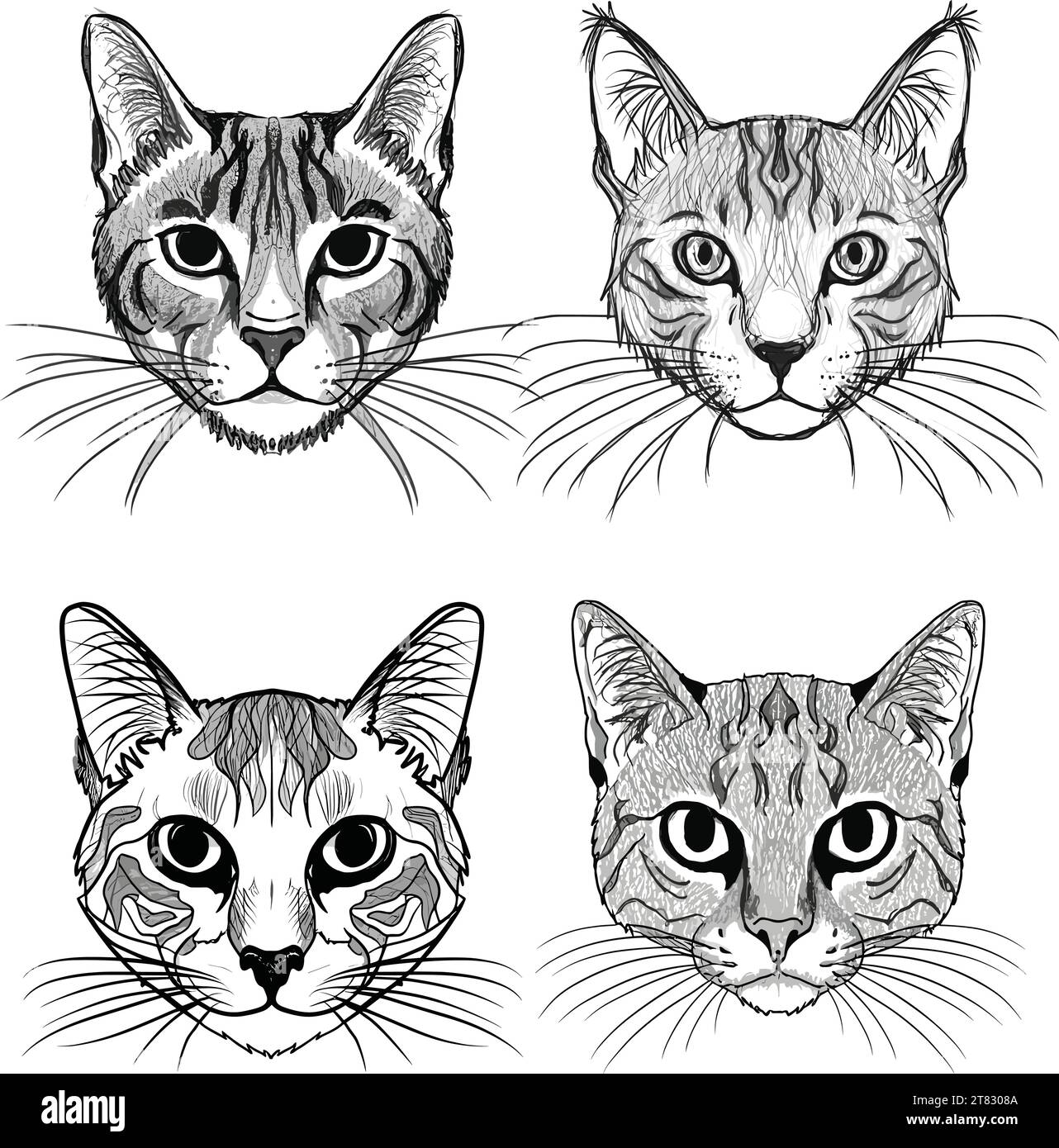 Cat head icon silhouette illustration vector Stock Vector Image & Art Alamy