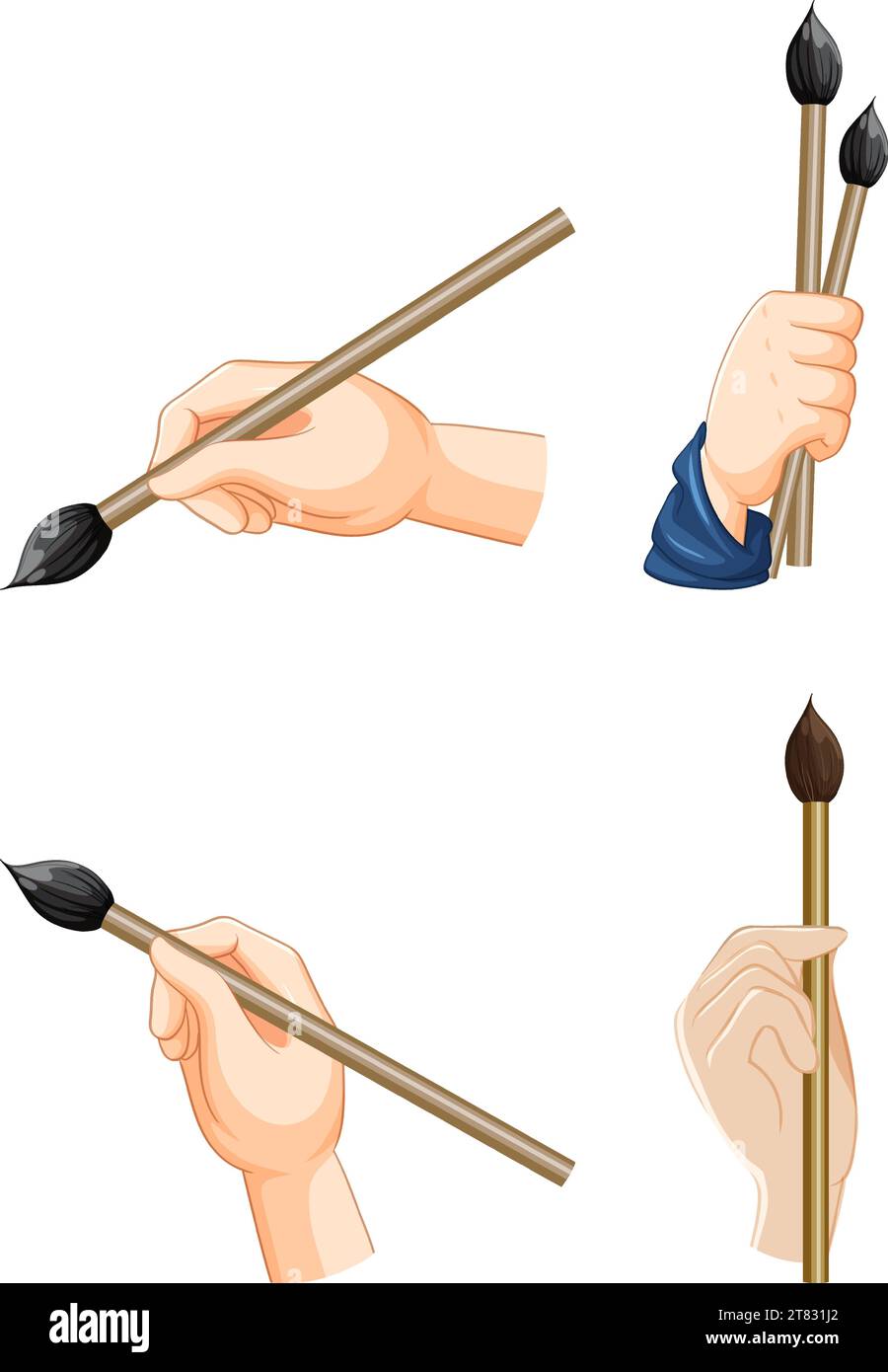 A versatile set of hand paint brushes for creating vector cartoon
