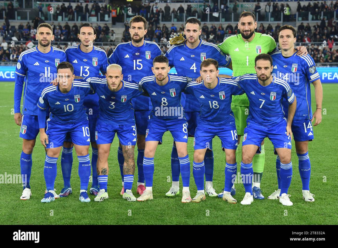 Italy's starting lineup during football match Euro 2024 qualifying