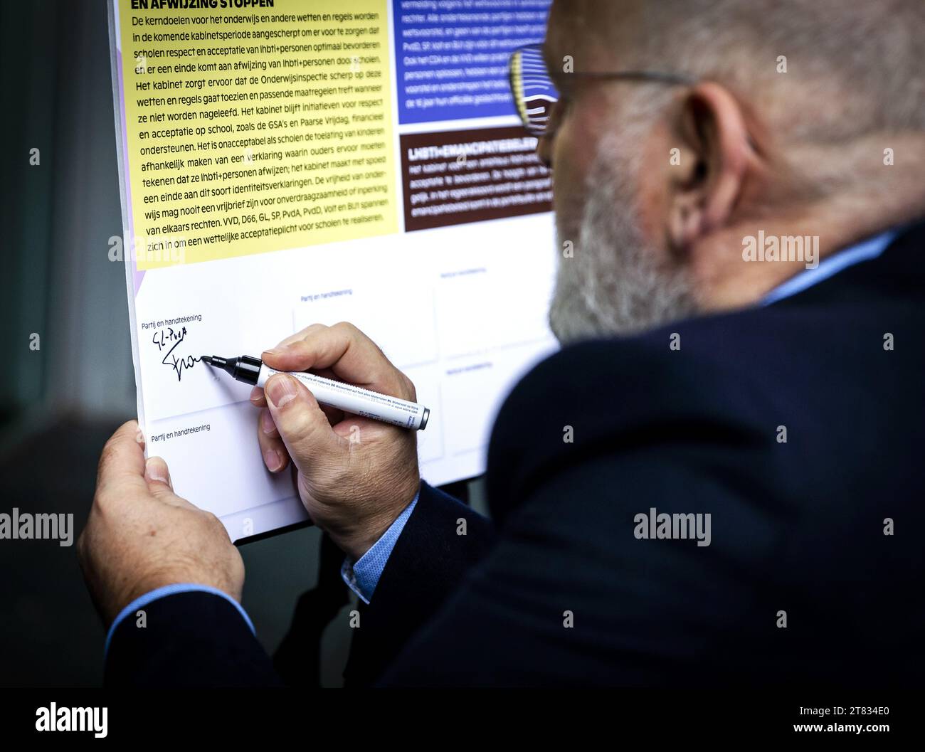HILVERSUM - GroenLinks/PvdA party leader Frans Timmermans signs the COC ...