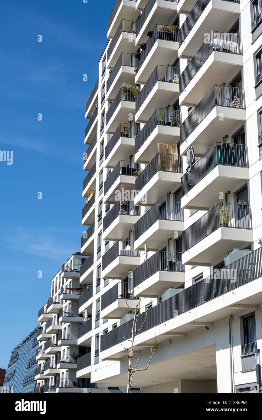 New white apartment building seen in Berlin, Germany Stock Photo - Alamy