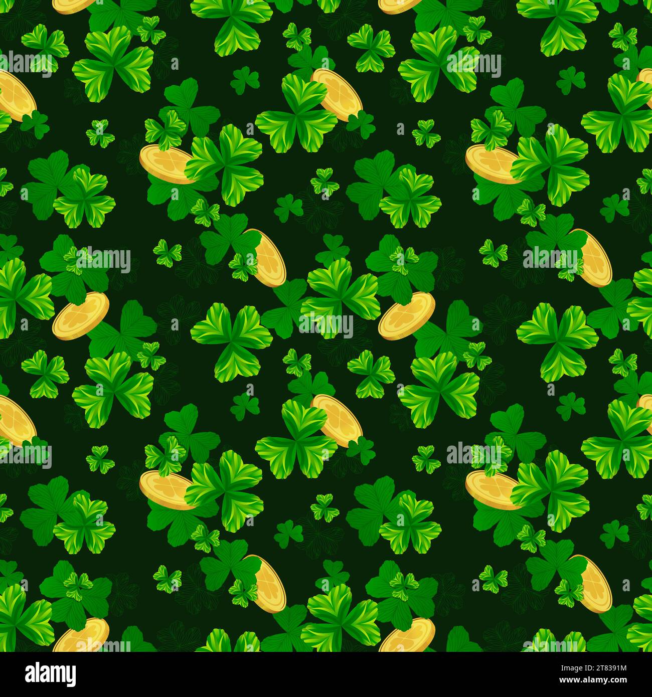 Dark green vector background for St. Patrick's Day. Seamless pattern of ...