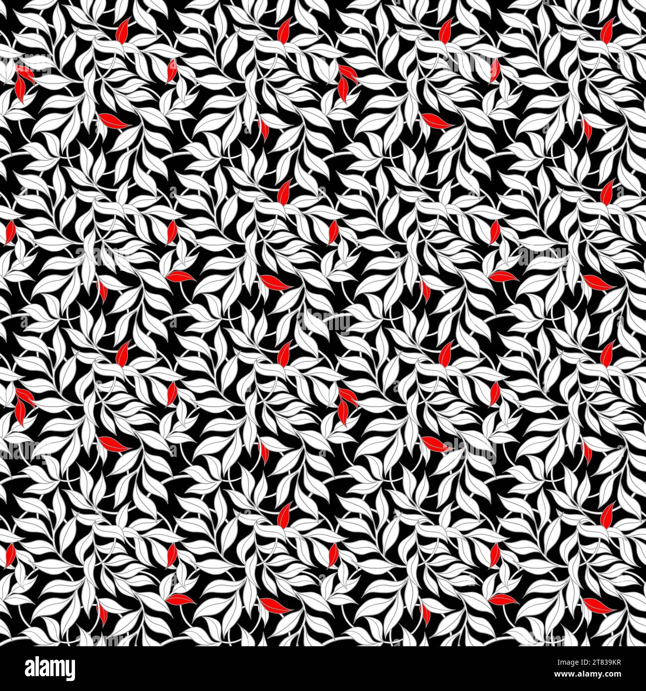 Vector seamless pattern of intertwined branches on a black background