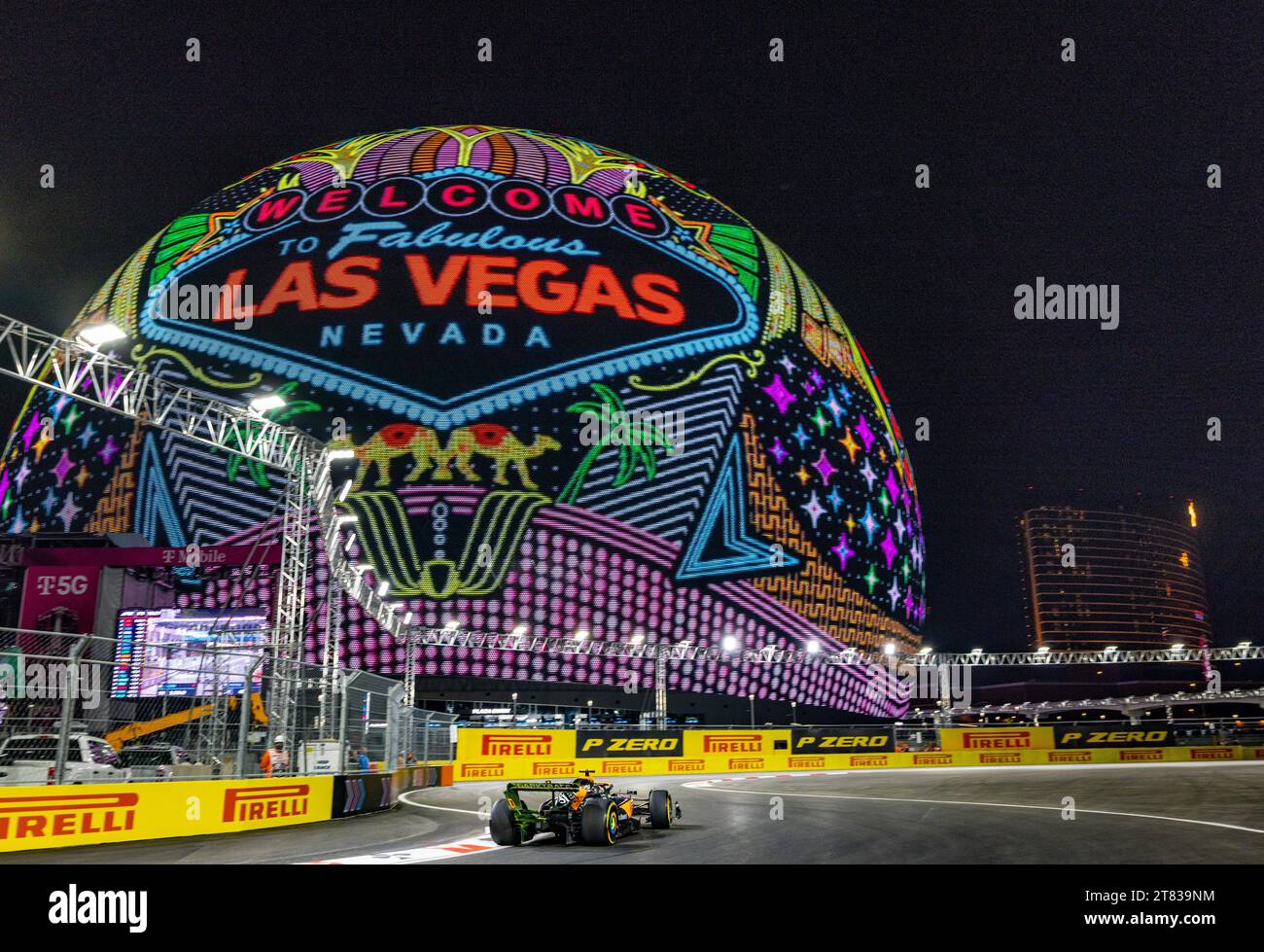 Las Vegas, Nevada - November 17th, 2023: Oscar Piasti, driver of the #81 McLaren F1 car, competing in the Heineken Silver Las Vegas Grand Prix at the Las Vegas Strip Circuit. Credit: Nick Paruch / Alamy Live News Stock Photo