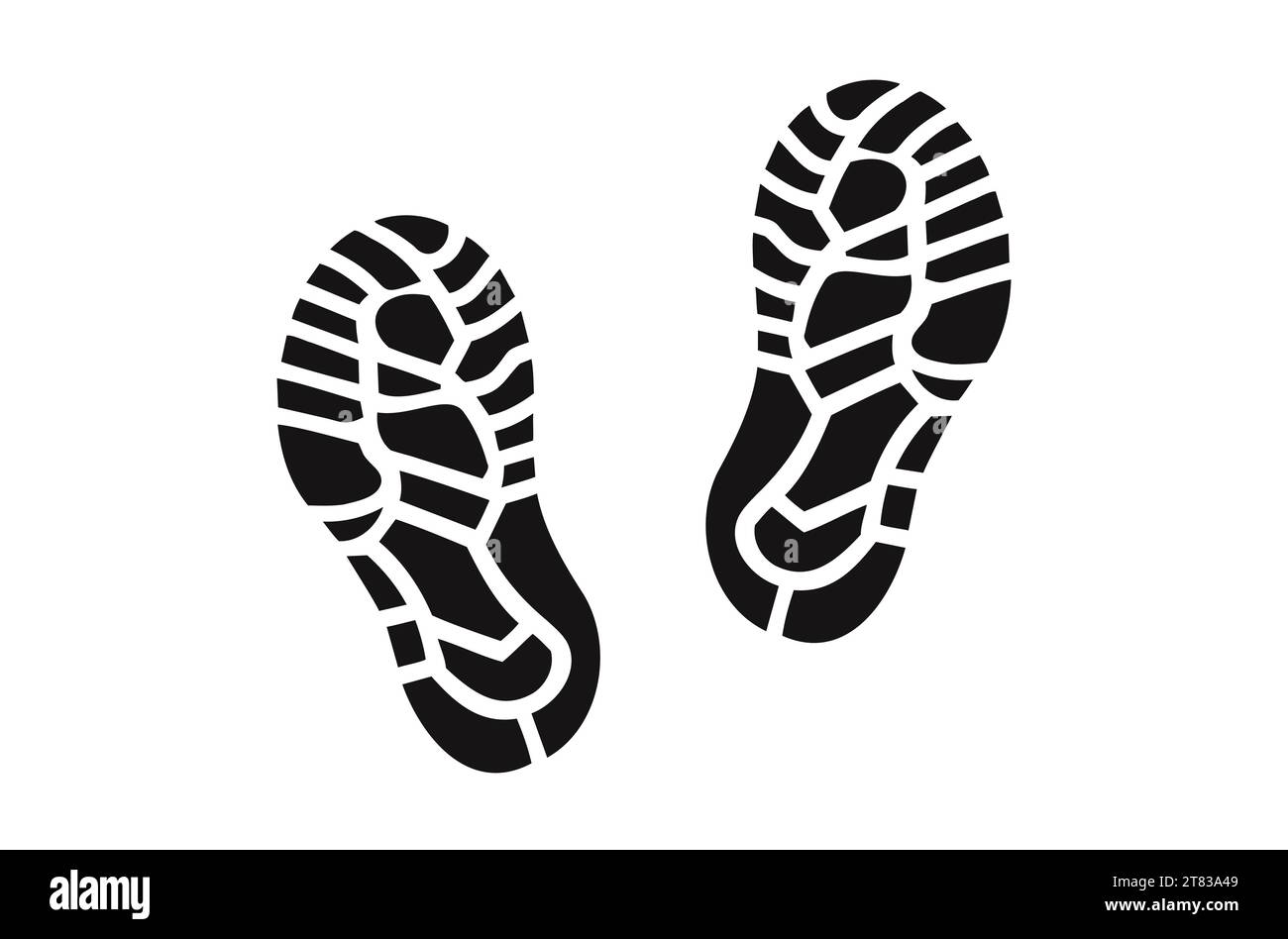 Human shoe footprints. Pair of prints from sneakers or boots. Left and