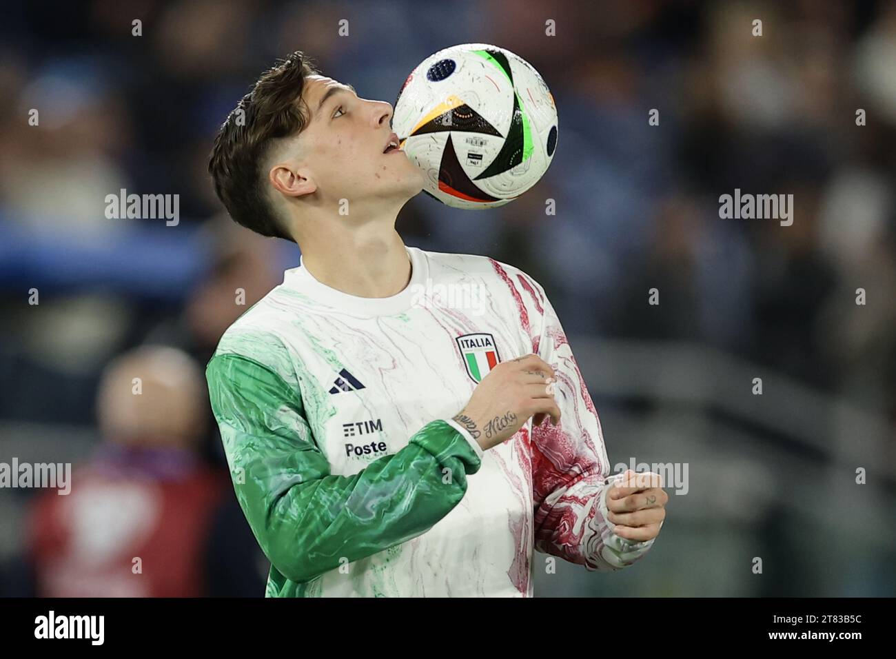 Nicolo Zaniolo Of Italy Controls The Ball During The Euro 2024 Qualifier Group C Italy Vs North Macedonia At The Olimpico Stadium Rome Italy November 17 2023 2T83B5C 
