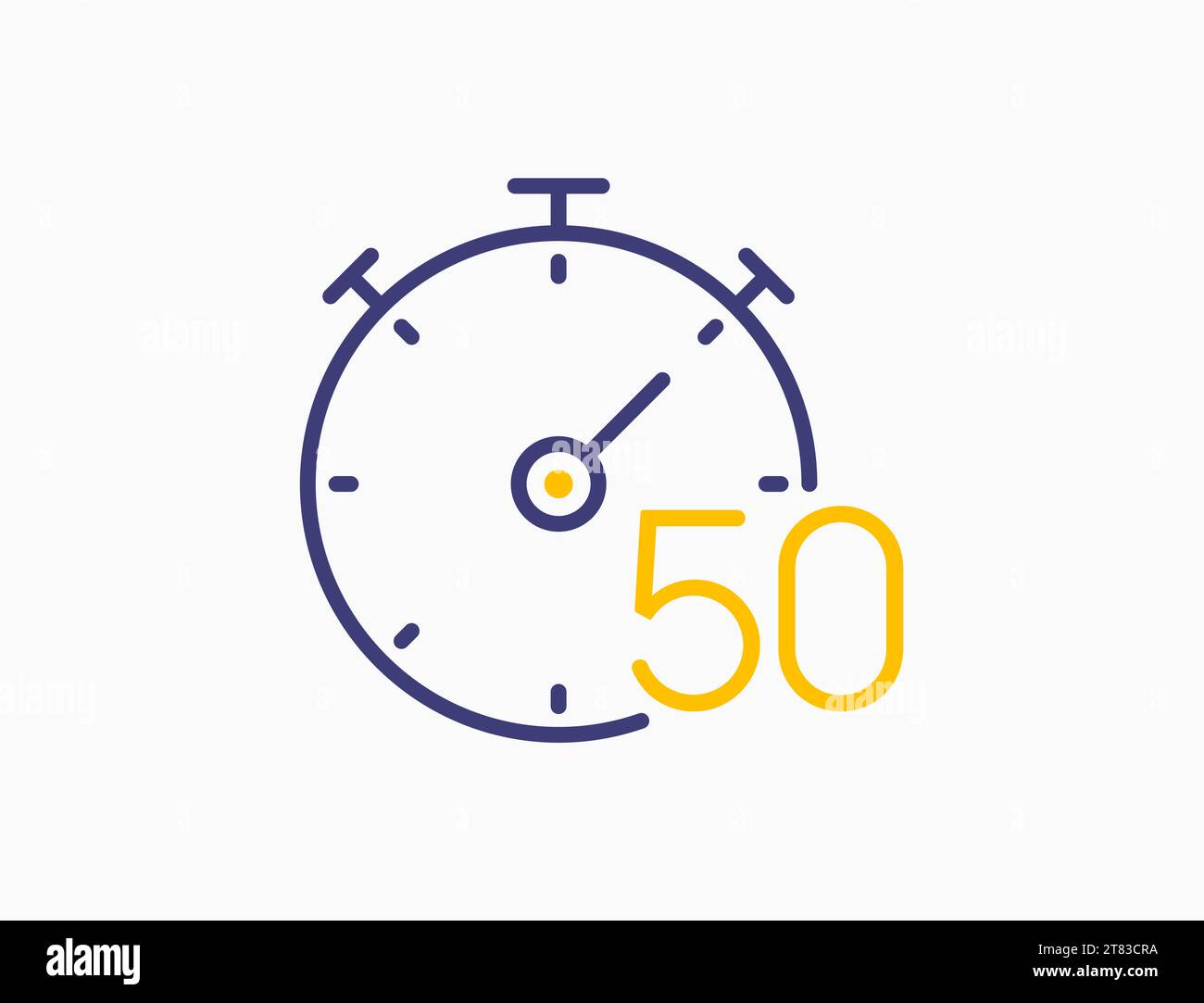 Timer 50 minutes line icon clock. Countdown stopwatch vector digital