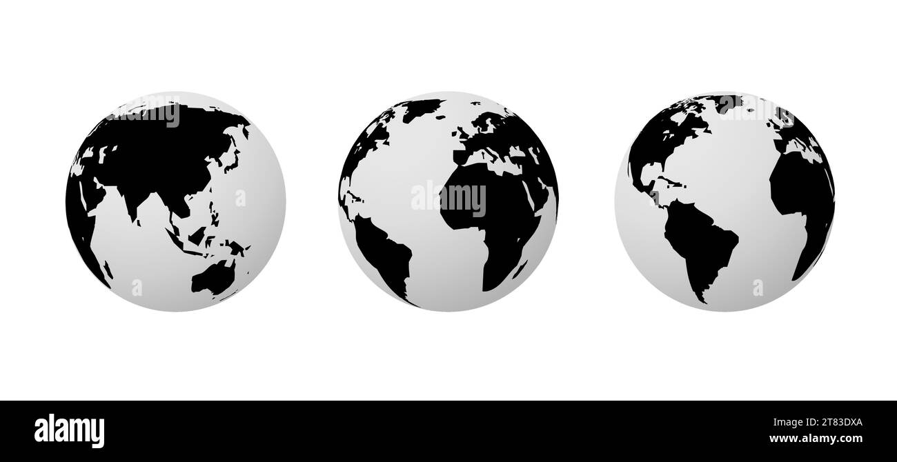 World globe earth vector map silhouette illustration europe. World globe simple map icon. Stock Vector