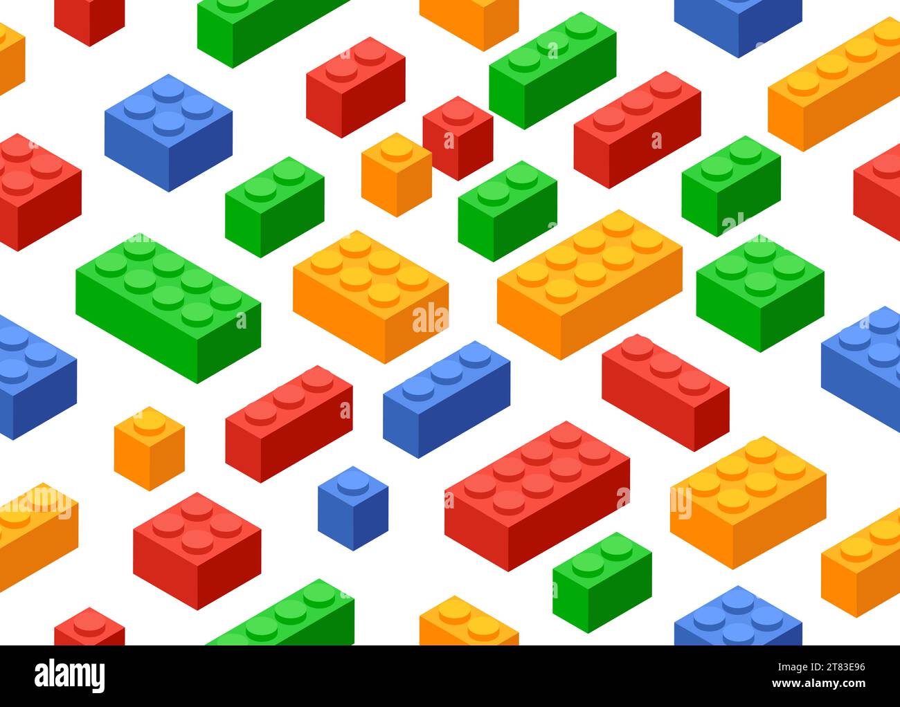 Block toy brick building icon seamless background. Isometric vector