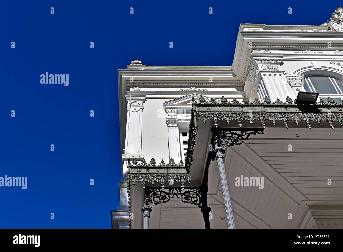 White house facade (details) in downtown Petropolis, Rio de Janeiro