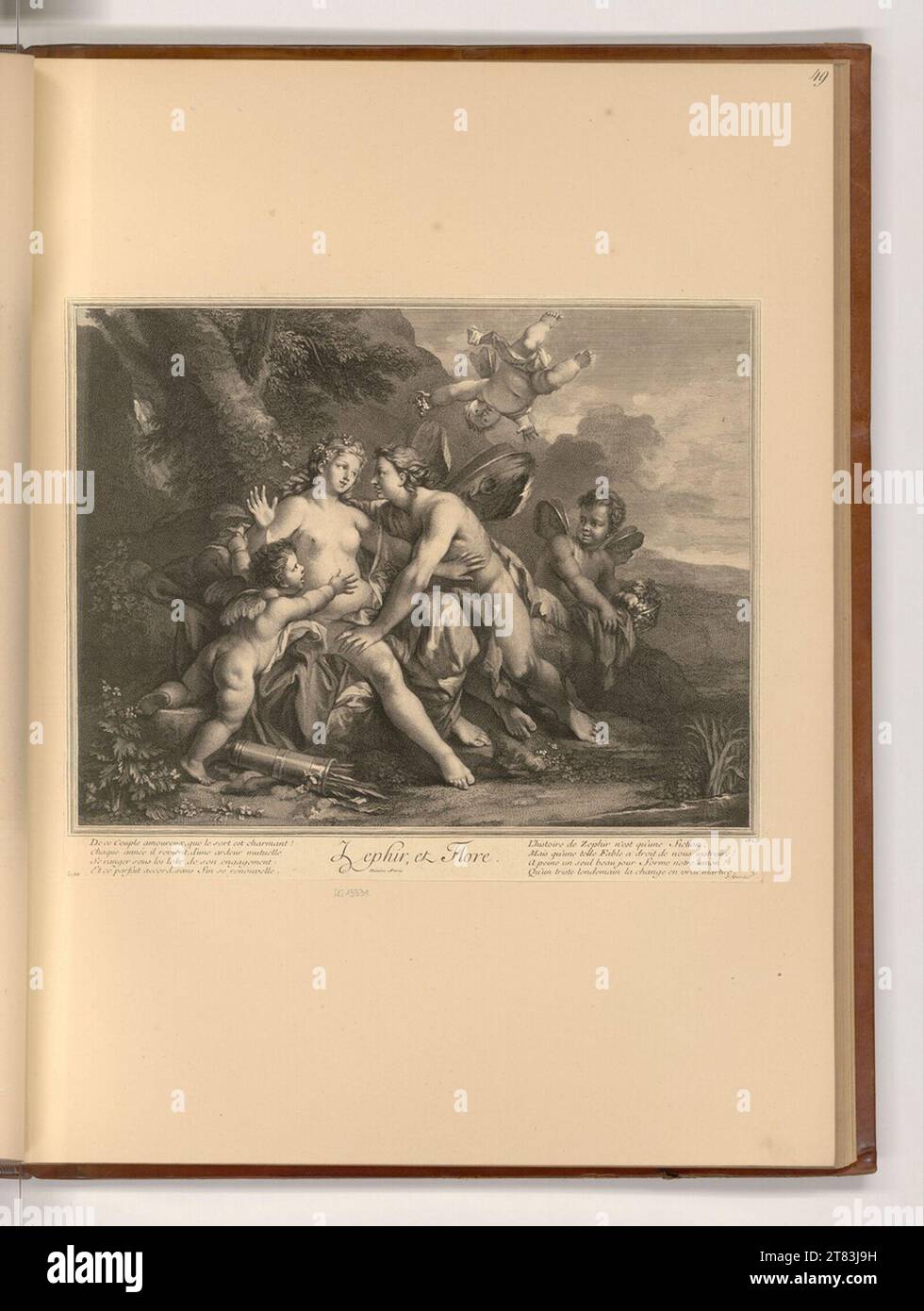 PierreJacques Cazes Zephyr and Flora. Copper engraving, etching 1723