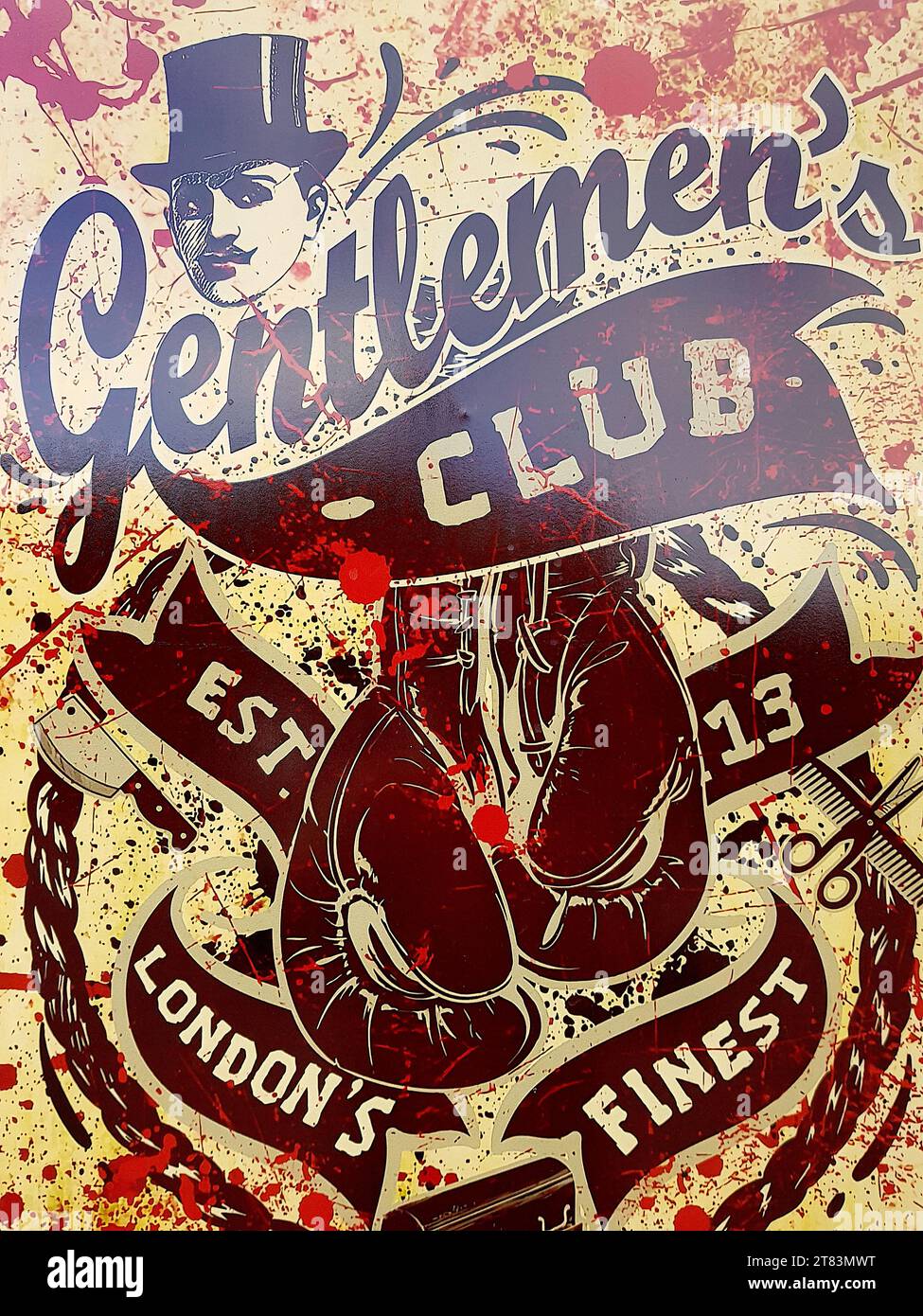Close up of vintage gentleman's club sign. Stock Photo