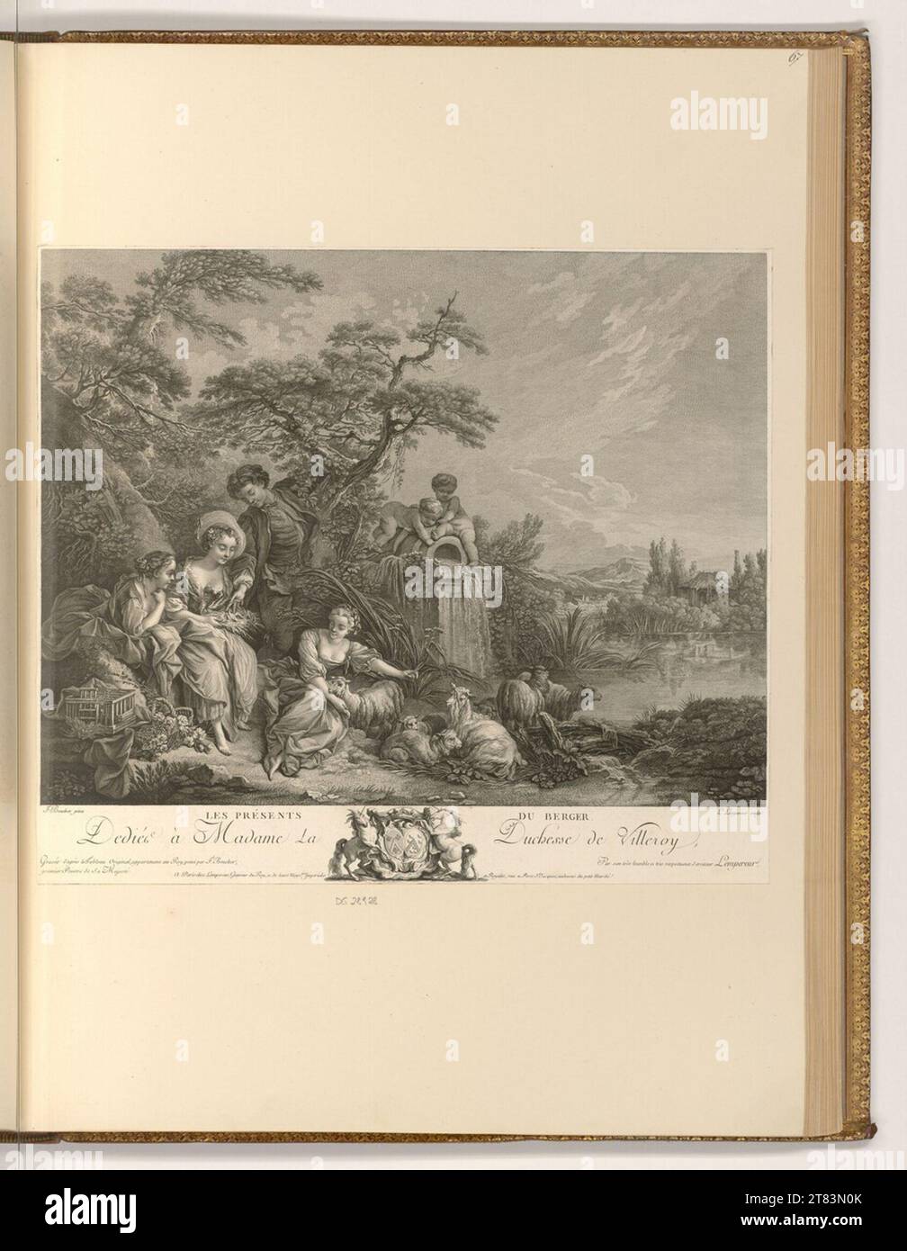Louis Simon Lempereur (Engraver) The presents of the shepherd. Etching, copper engraving 1748-1807 , 1748/1807 Stock Photo