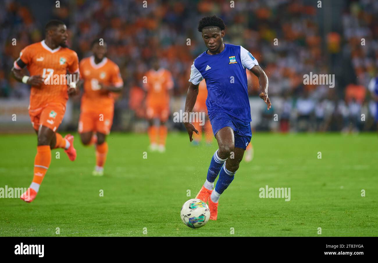 a Seychellois player launching an offensive Stock Photo