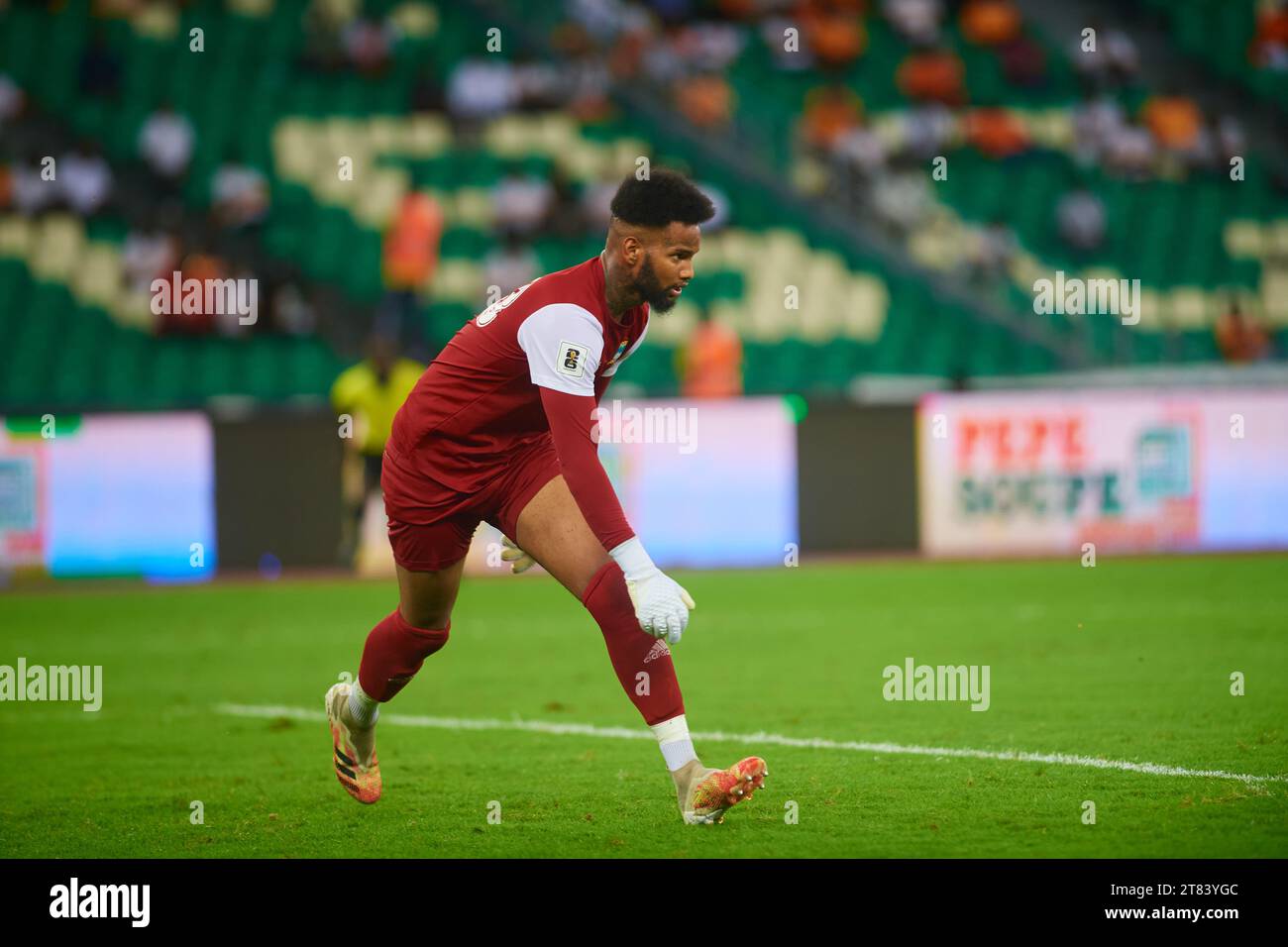 Seychelles goalkeeper Carlos Siméon during the World Cup qualifying match against Ivory Coast Stock Photo