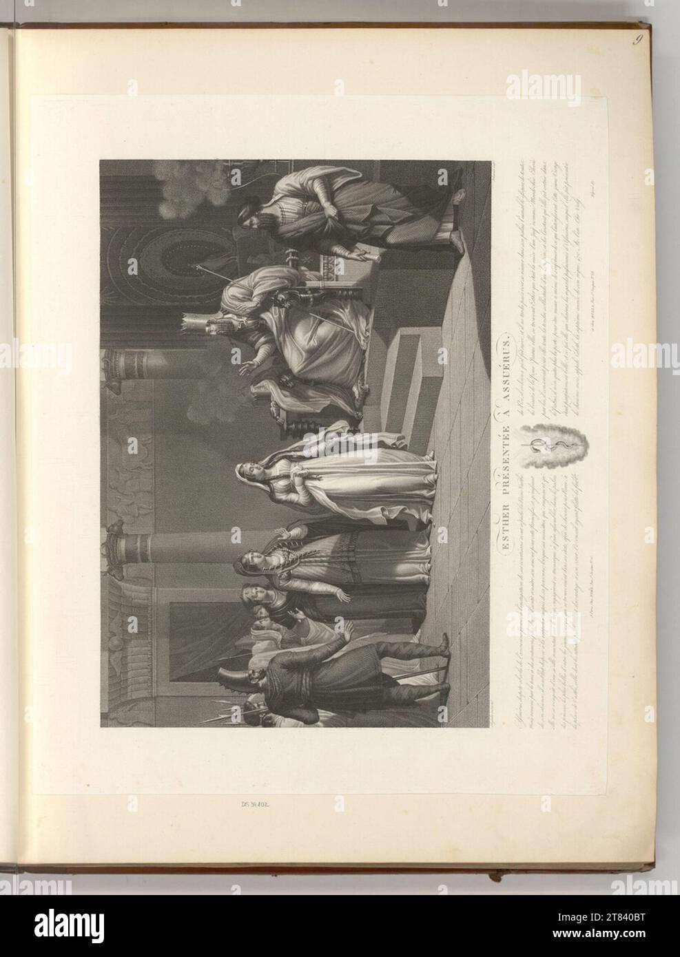 Tony Johannot Esther presented in Assuerus. Dotier manner, etching 19. Century , 19th century Stock Photo